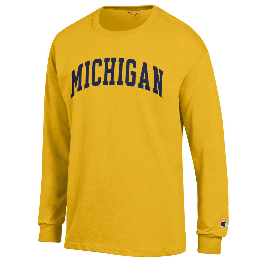 Men's Champion Maize Michigan Wolverines Basic Arch Long Sleeve T-Shirt