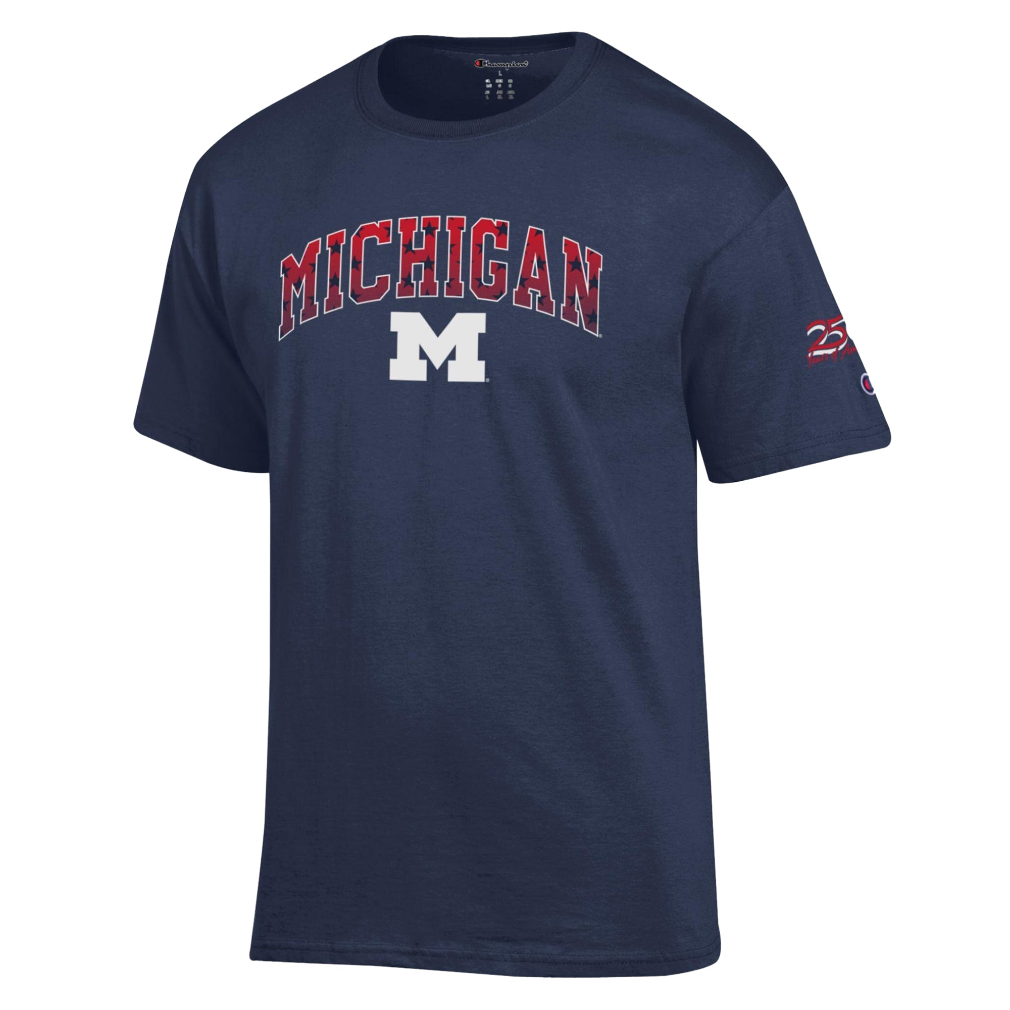 Men's Champion Navy Michigan Wolverines Americana 250th Arch T-Shirt