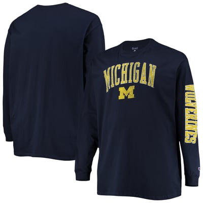 Michigan Wolverines Champion Big & Tall Arch Over Logo Long Sleeve T-Shirt - Navy
