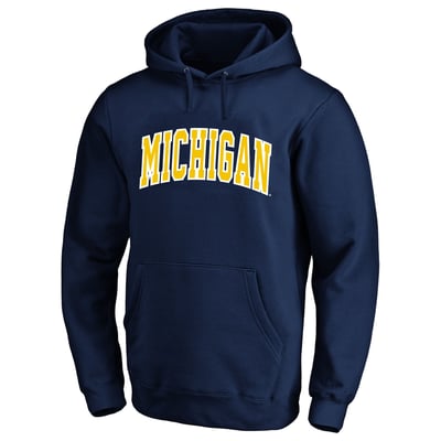  Michigan Wolverines Champion Big & Tall Arch Over Tackle Twill Hoodie - Navy