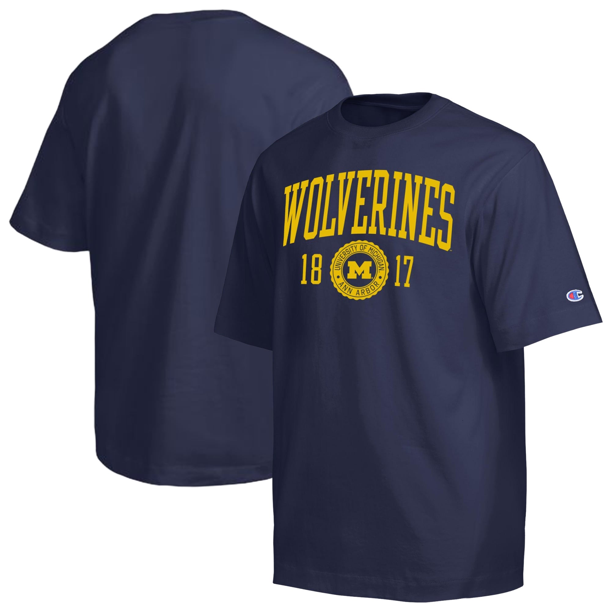 Men's Champion Navy Michigan Wolverines Established Tradition Heavyweight T-Shirt
