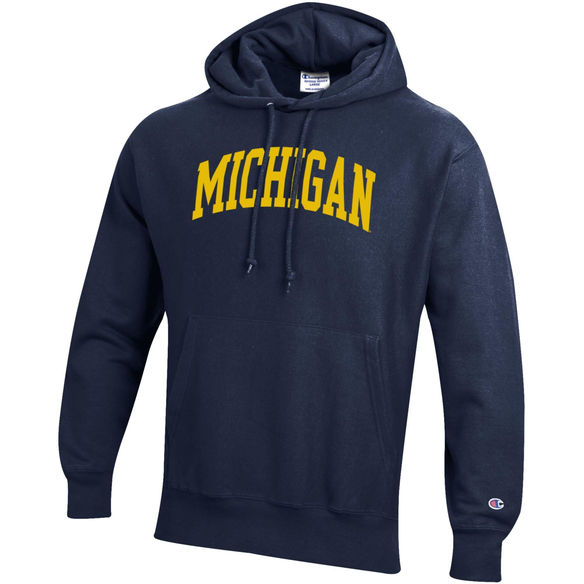 Mens CHAMPION navy Michigan Wolverines SCREENPRINT REVERSE WEAVE 