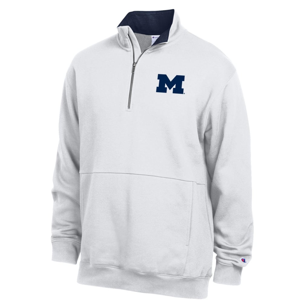 Michigan Wolverines Champion Fleece Quarter-Zip Pullover - White