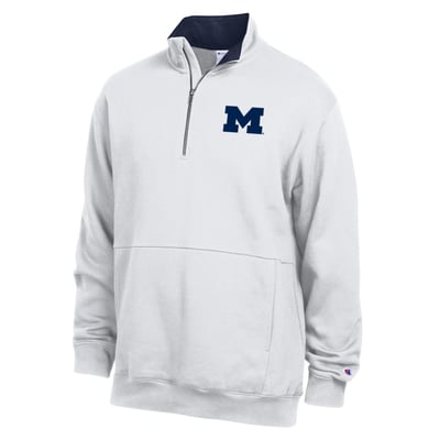  Michigan Wolverines Champion Fleece Quarter-Zip Pullover - White