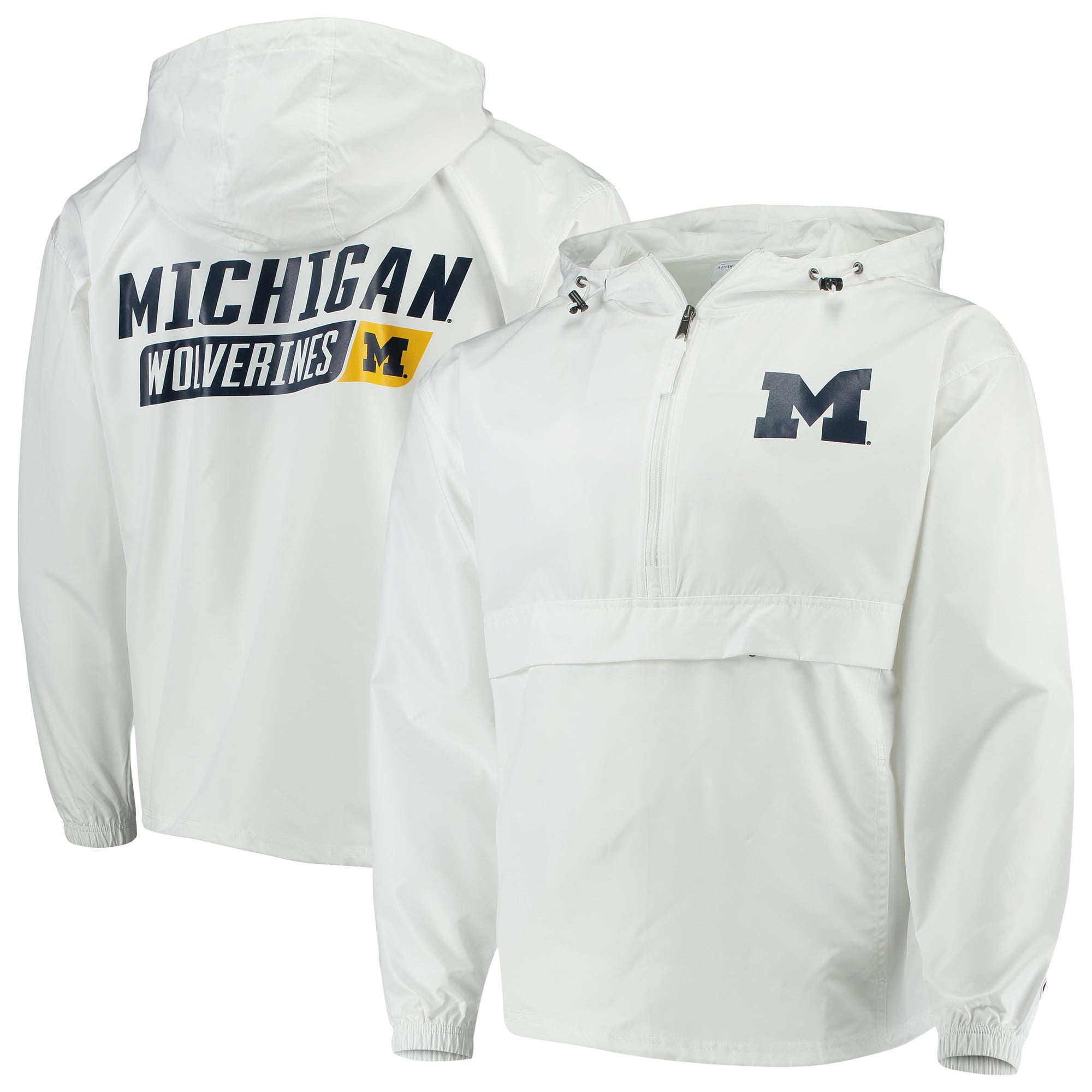 Men's Champion White Michigan Wolverines Tailgate Packable Half