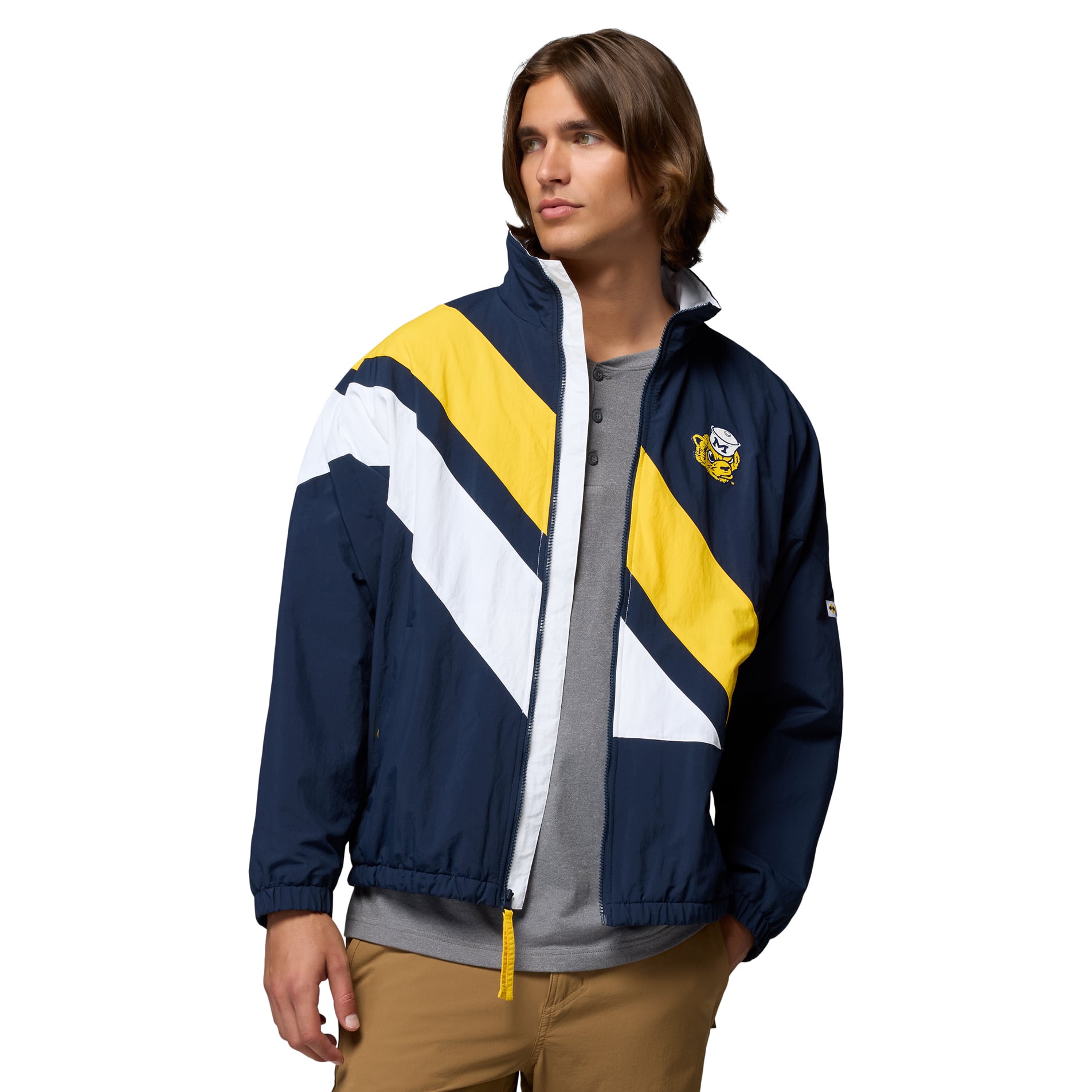 Men's Columbia Navy Michigan Wolverines Reventure Full-Zip Windbreaker Jacket