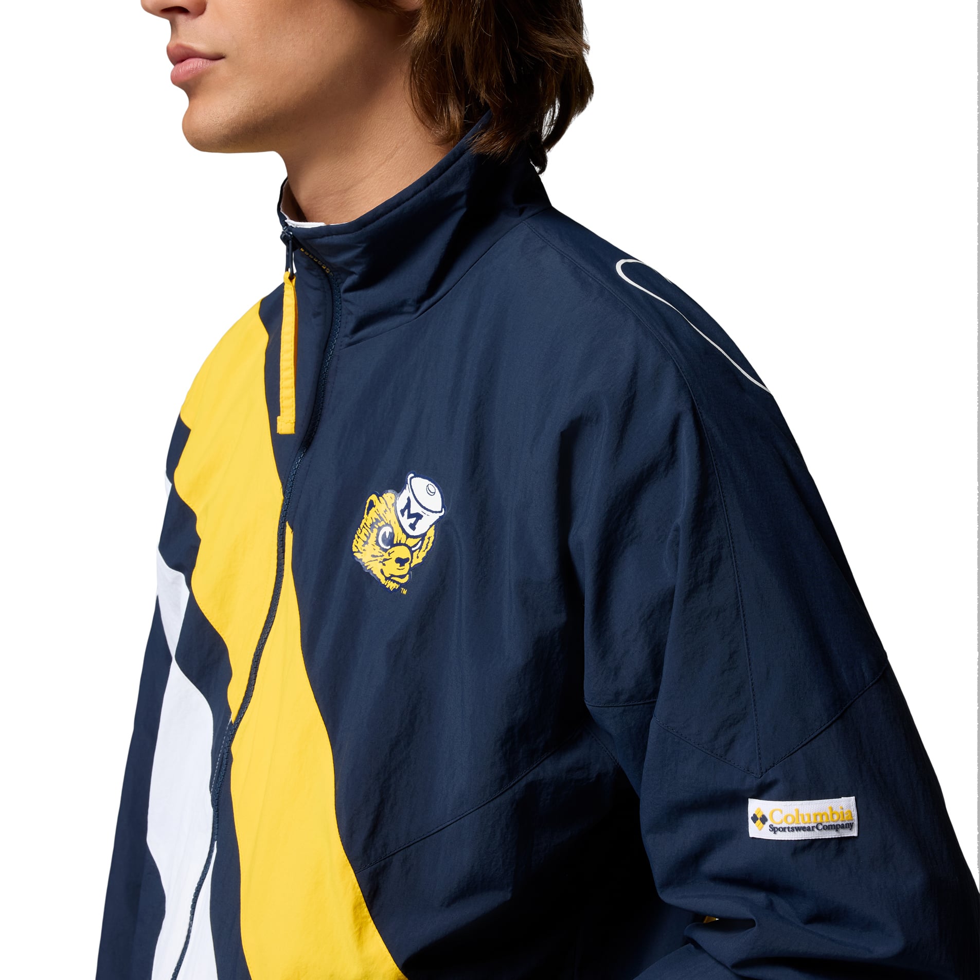 Men's Columbia Navy Michigan Wolverines Reventure Full-Zip Windbreaker Jacket