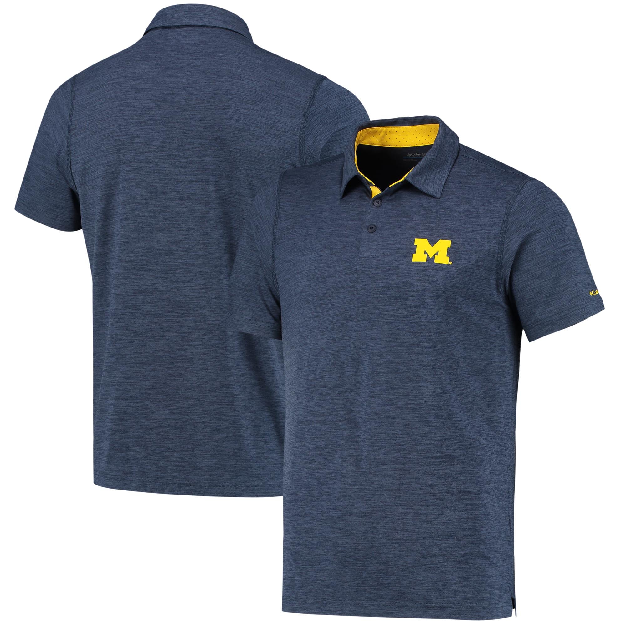 Polo Columbia bleu marine Michigan Wolverines Trail Omni-Shade pour homme