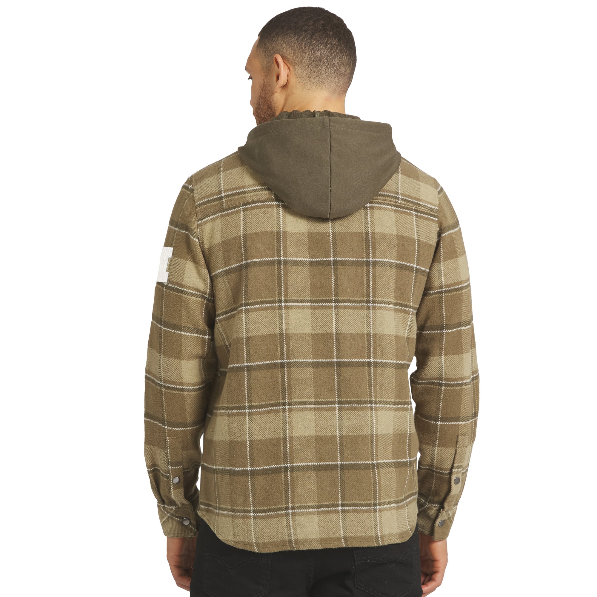 Men's Darius Rucker Collection by Fanatics Brown/Olive Michigan Wolverines Woven Hooded Full-Snap Shacket