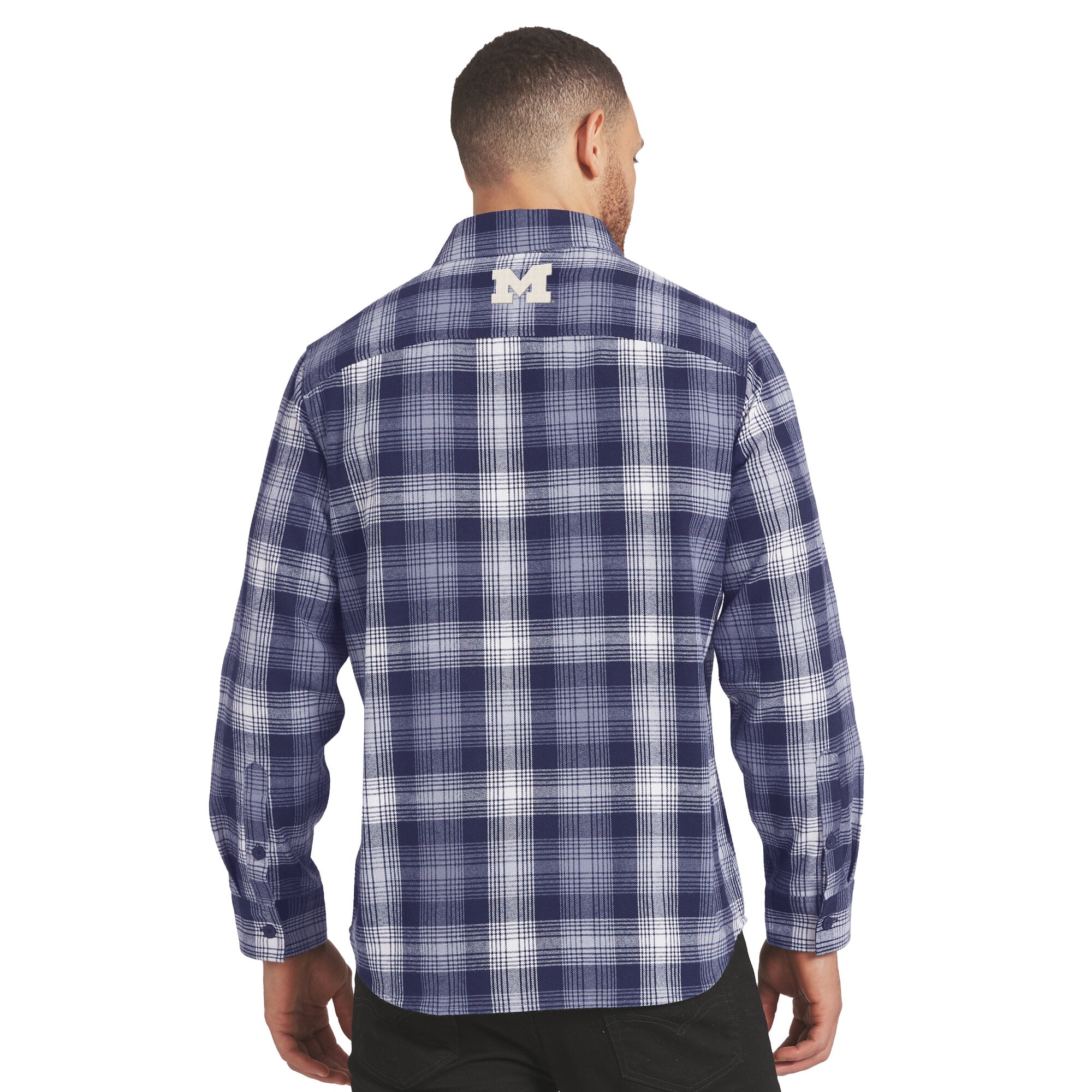 Chemise à carreaux manches longues boutonnée pour homme, collection Darius Rucker par Fanatics, Michigan Wolverines, bleu marine