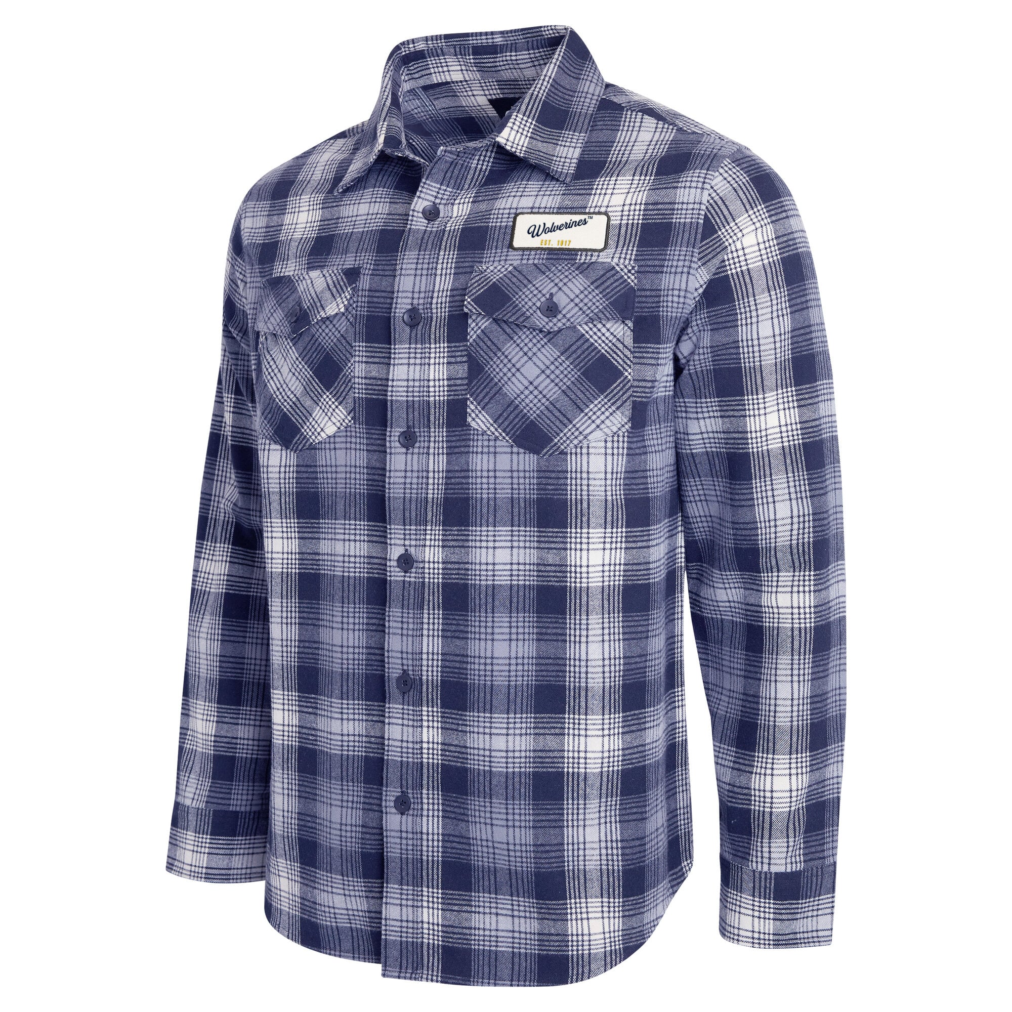 Chemise à carreaux manches longues boutonnée pour homme, collection Darius Rucker par Fanatics, Michigan Wolverines, bleu marine