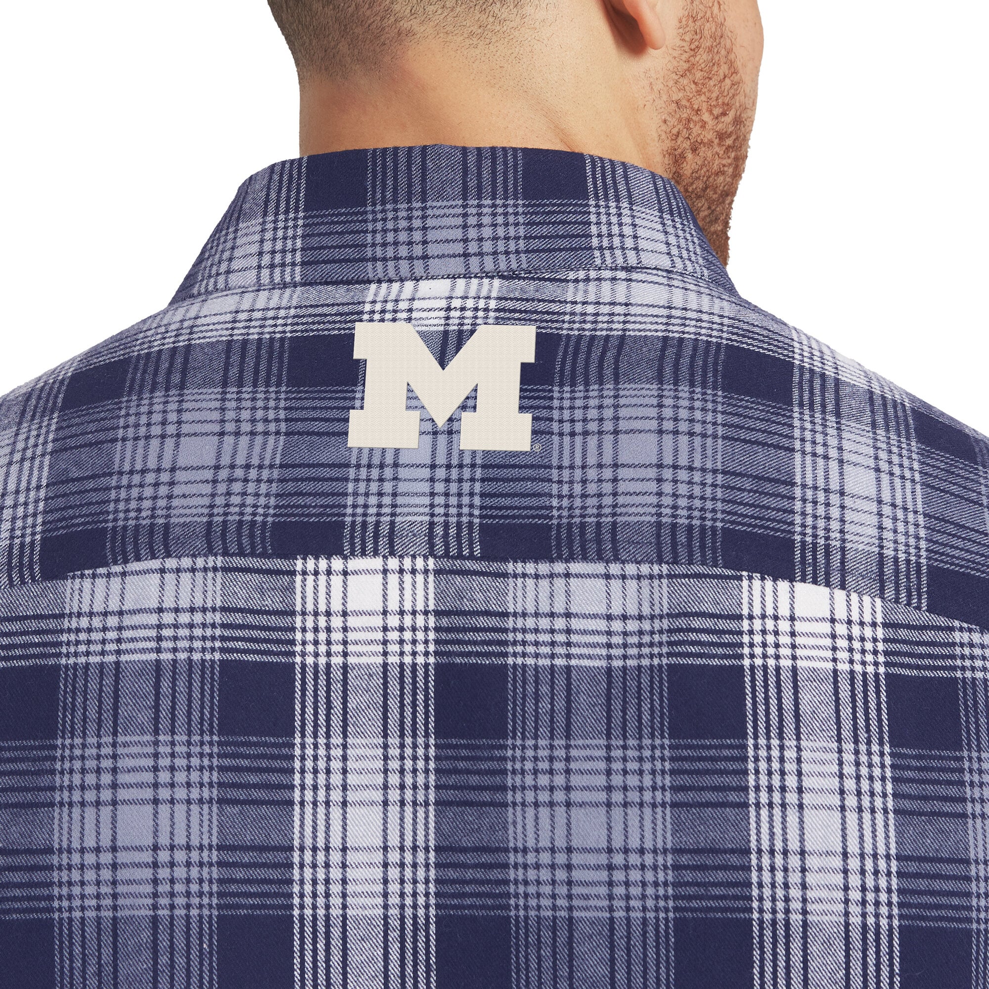 Chemise à carreaux manches longues boutonnée pour homme, collection Darius Rucker par Fanatics, Michigan Wolverines, bleu marine