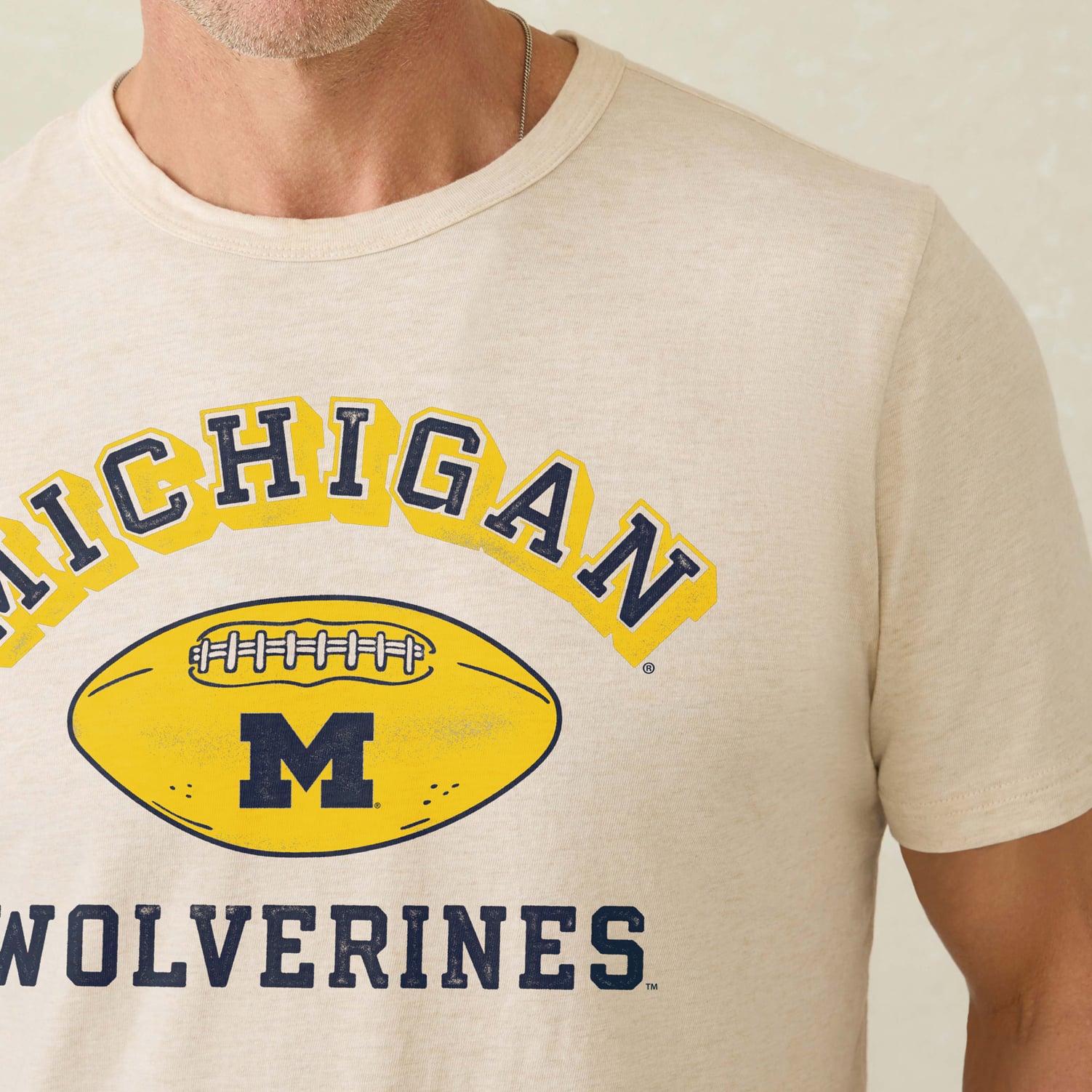 T-shirt FAHERTY bleu marine pour homme, Michigan Wolverines, délavé au soleil