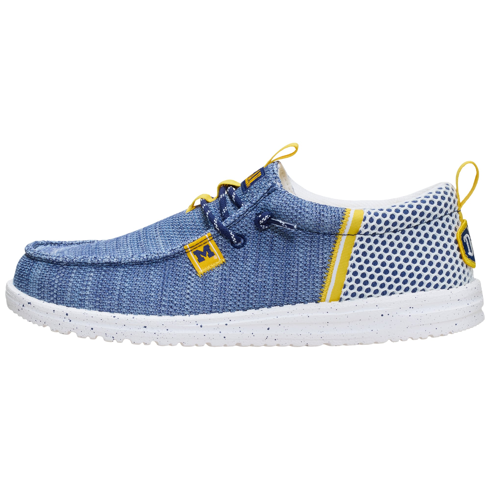 Men's Hey Dude Blue Michigan Wolverines Wally Stretch Sox Shoes