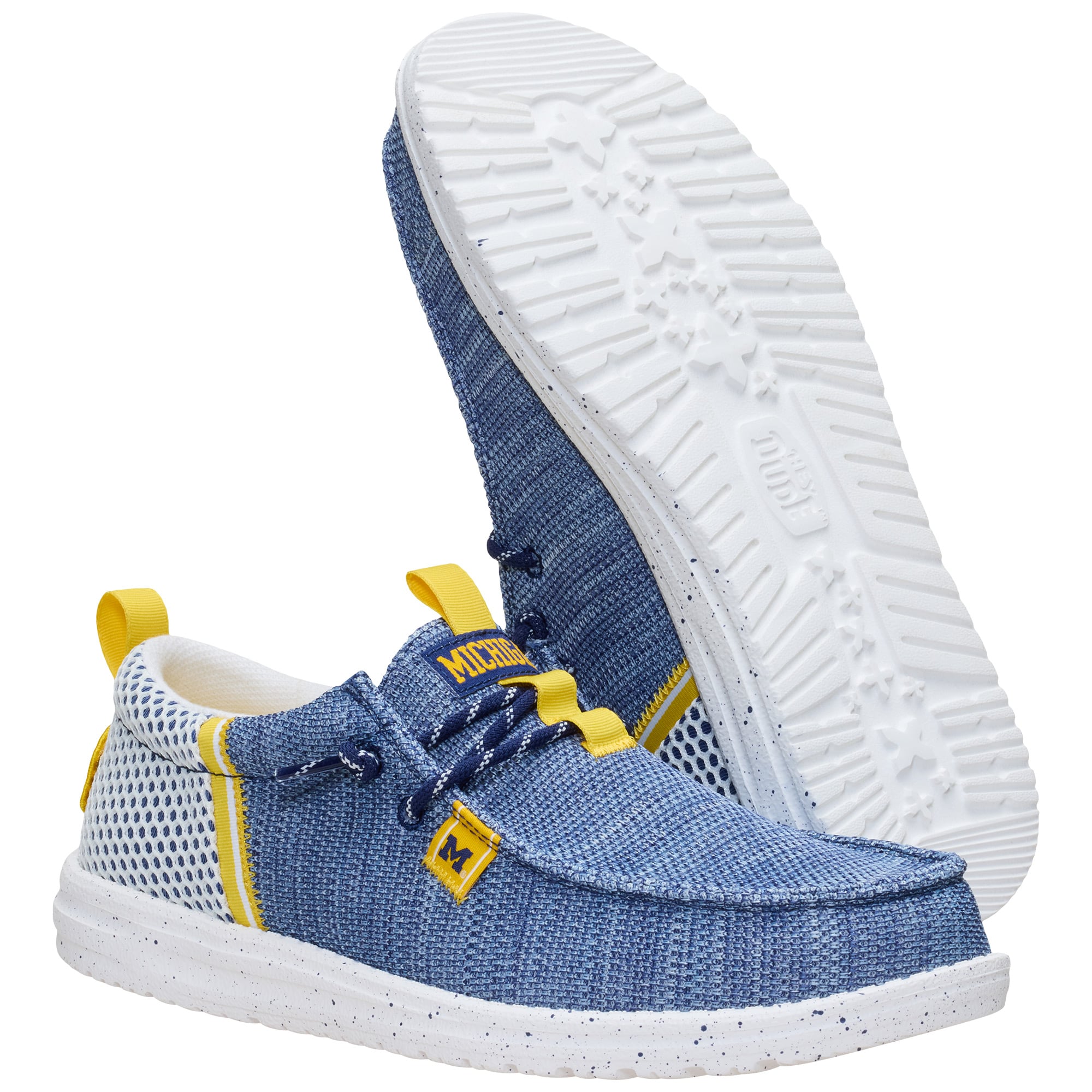 Men's Hey Dude Blue Michigan Wolverines Wally Stretch Sox Shoes
