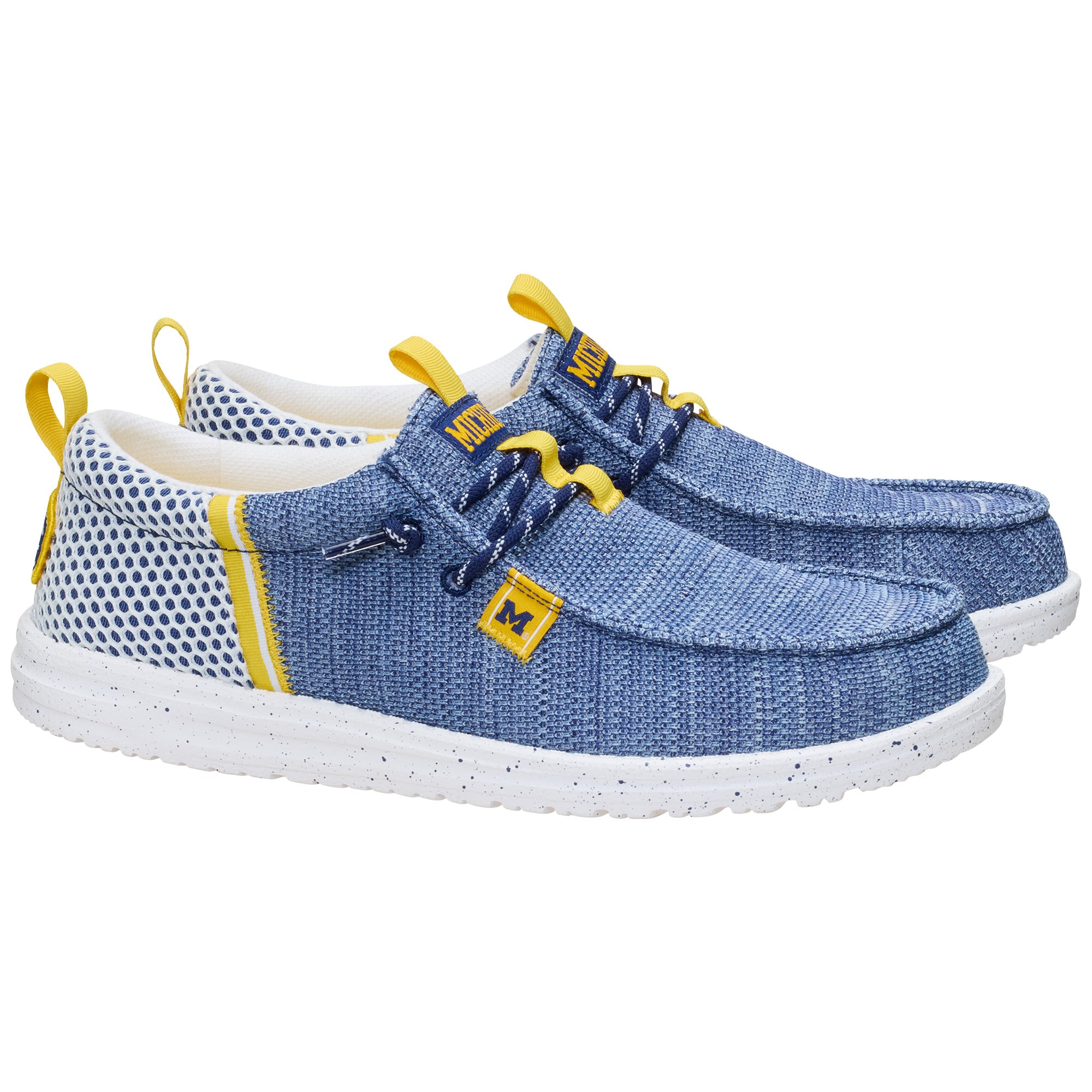 Men's Hey Dude Blue Michigan Wolverines Wally Stretch Sox Shoes