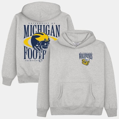  Michigan Wolverines Homefield Football Heavyweight Hoodie - Heather Gray