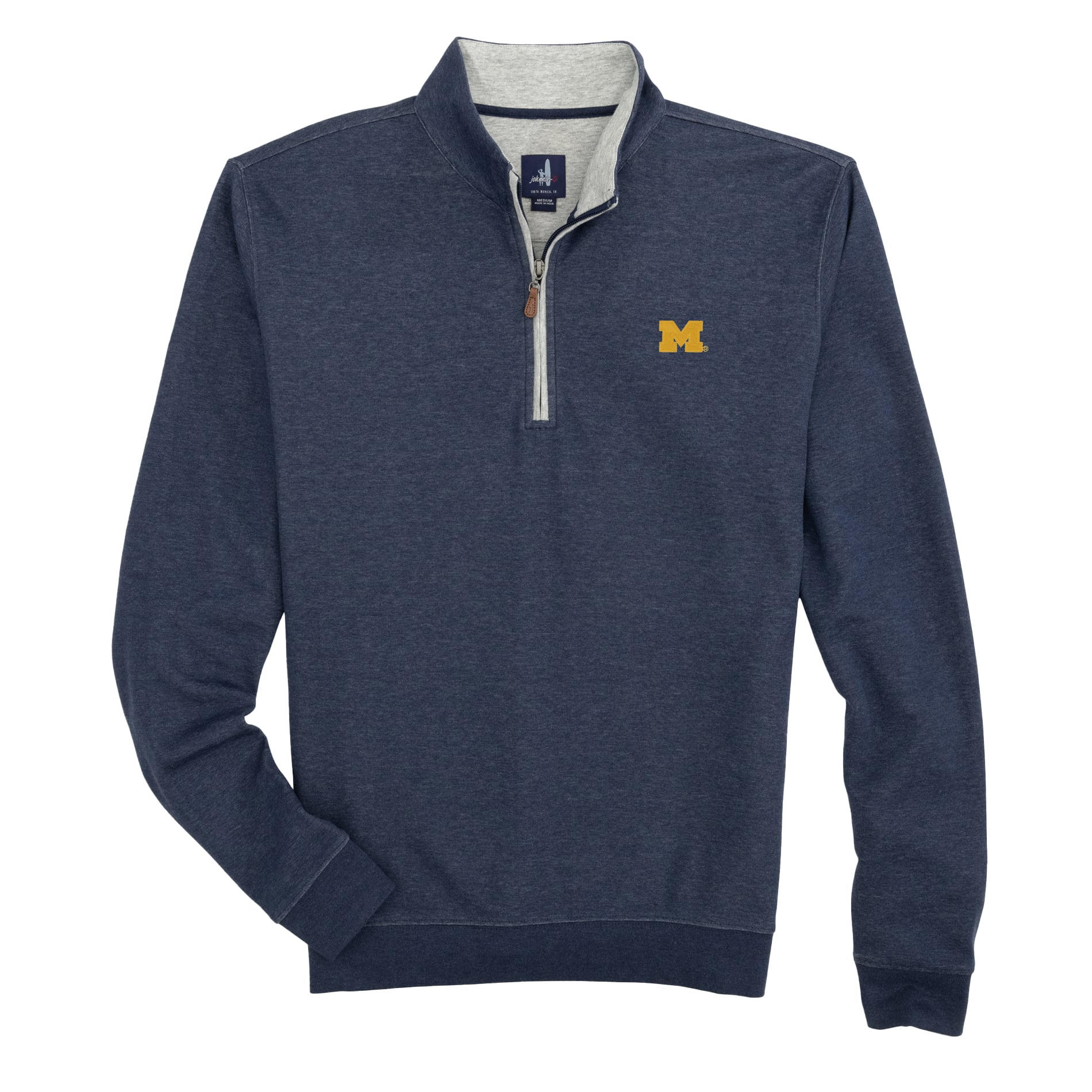 Pull-over à col zippé johnnie-O bleu marine Michigan Wolverines Sully en mélange de trois matières
