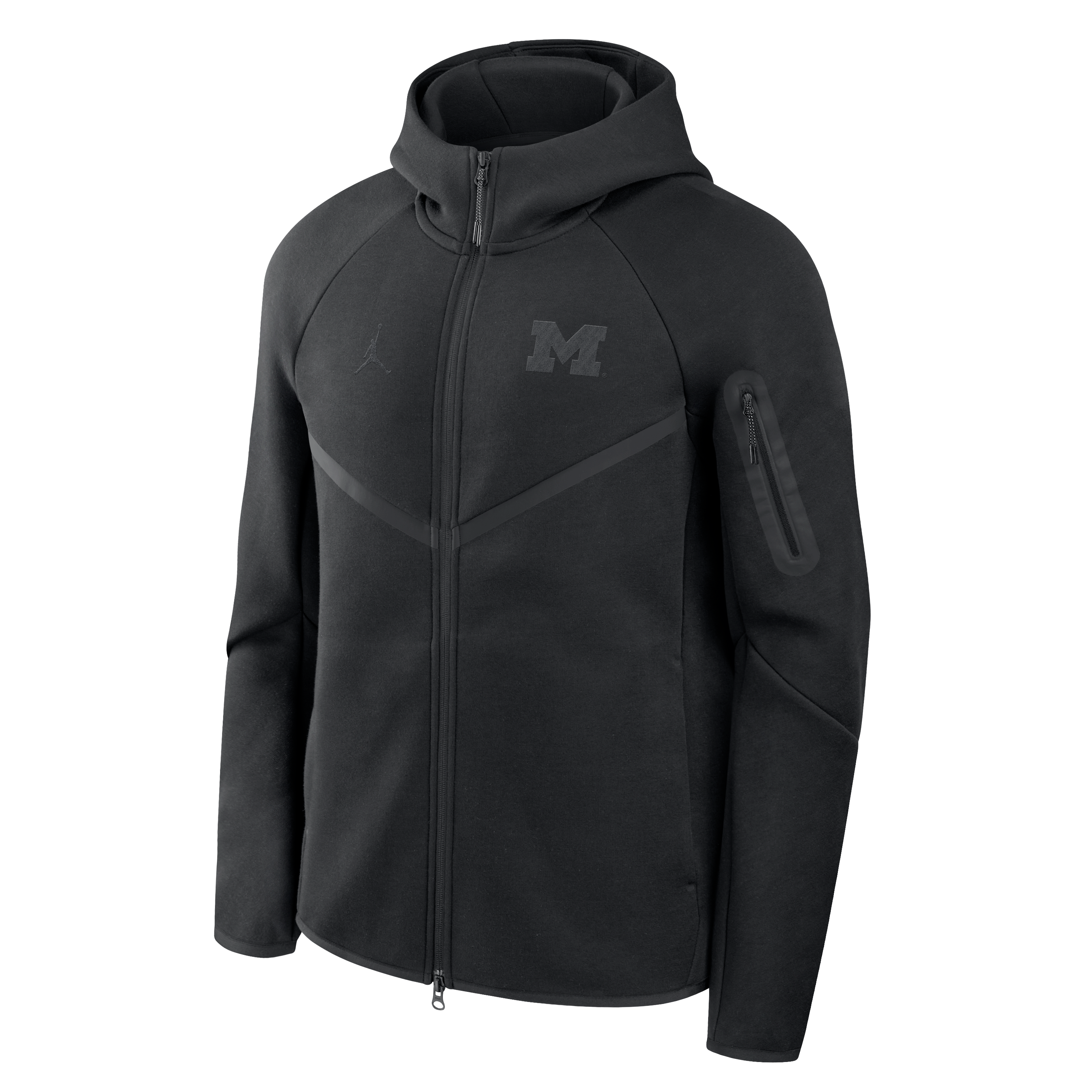 Sweat à capuche zippé Jordan Brand noir Michigan Wolverines Tech Fleece Raglan pour homme