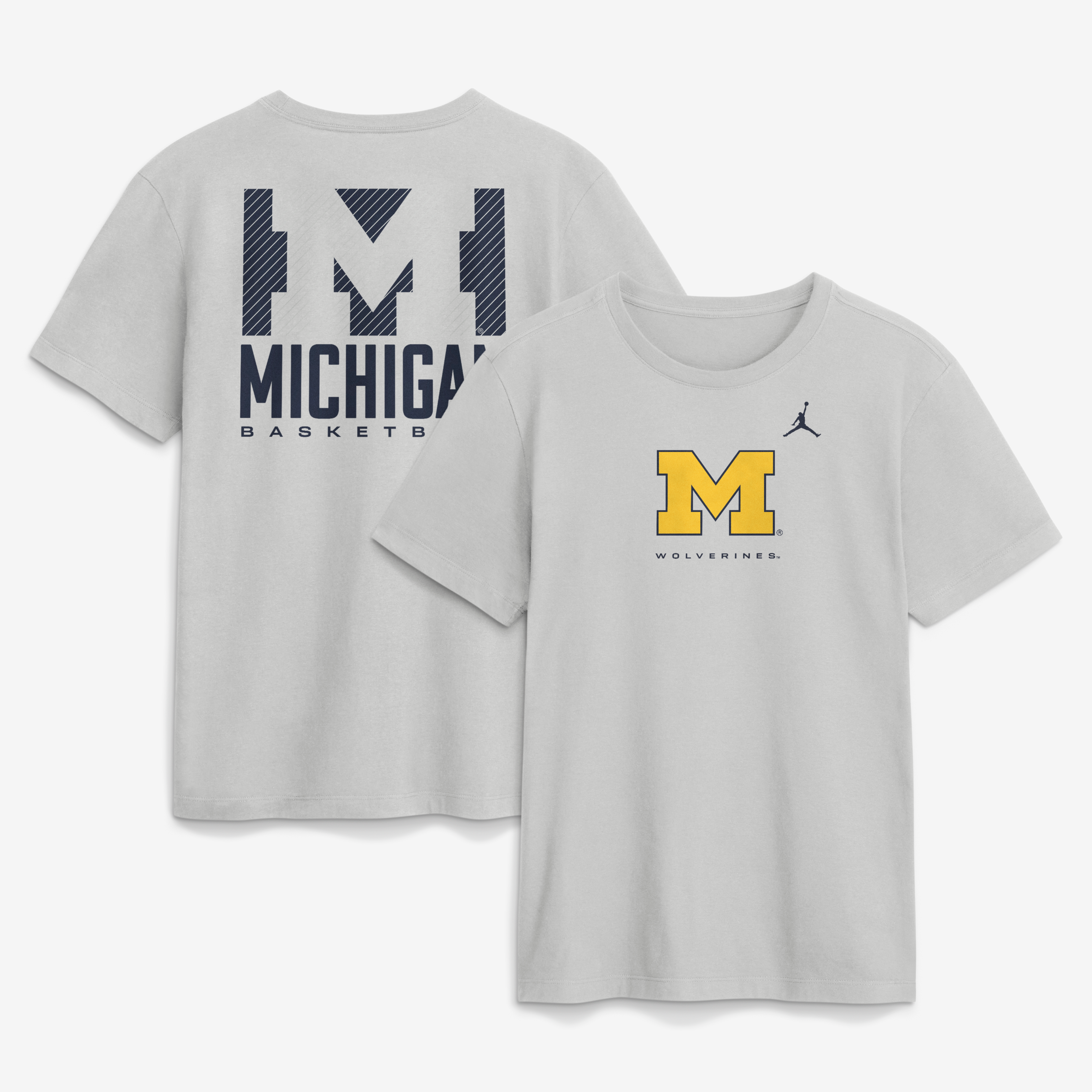 T-shirt Jordan Brand gris pour homme, modèle Michigan Wolverines Courtside Dri-FIT