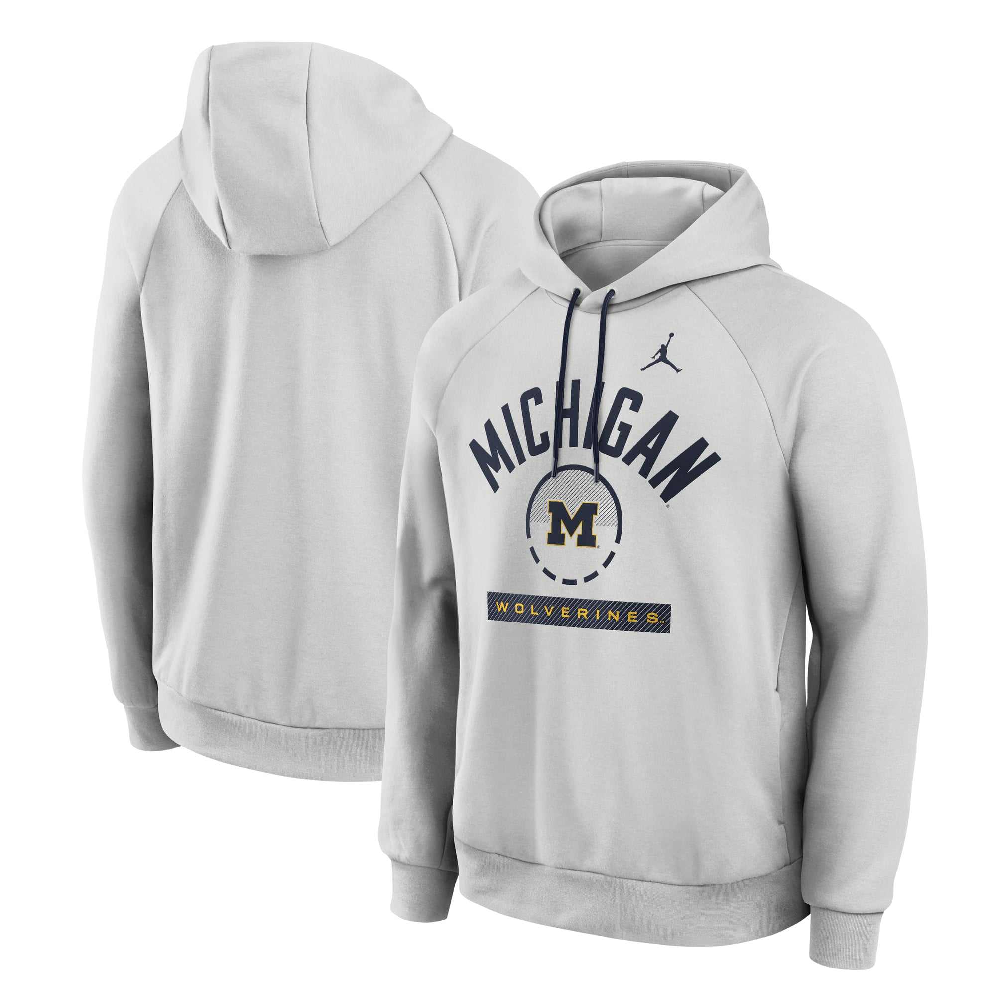 Men's Jordan Brand  Gray Michigan Wolverines Courtside Practice Dri-FIT Raglan Fleece Hoodie