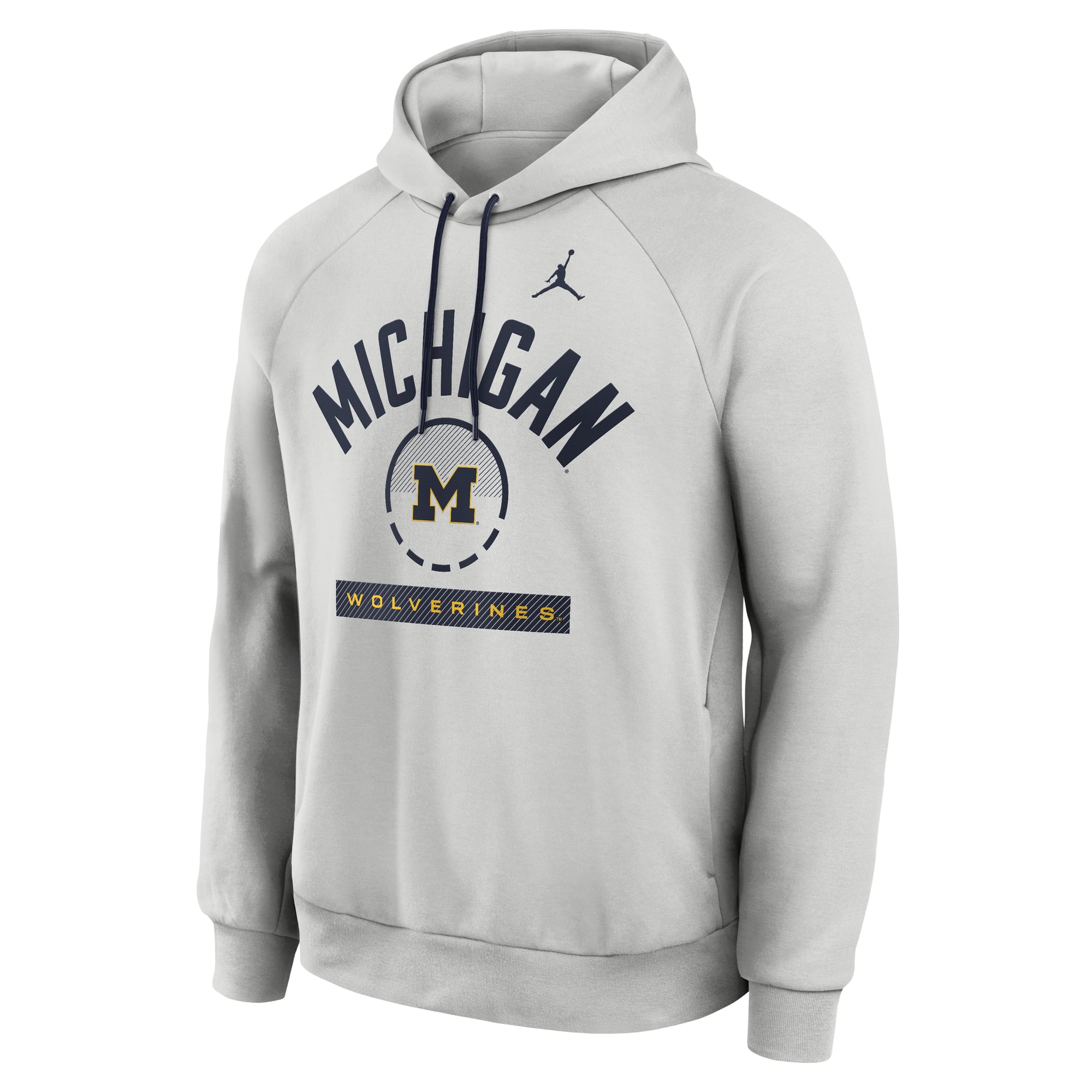 Men's Jordan Brand  Gray Michigan Wolverines Courtside Practice Dri-FIT Raglan Fleece Hoodie