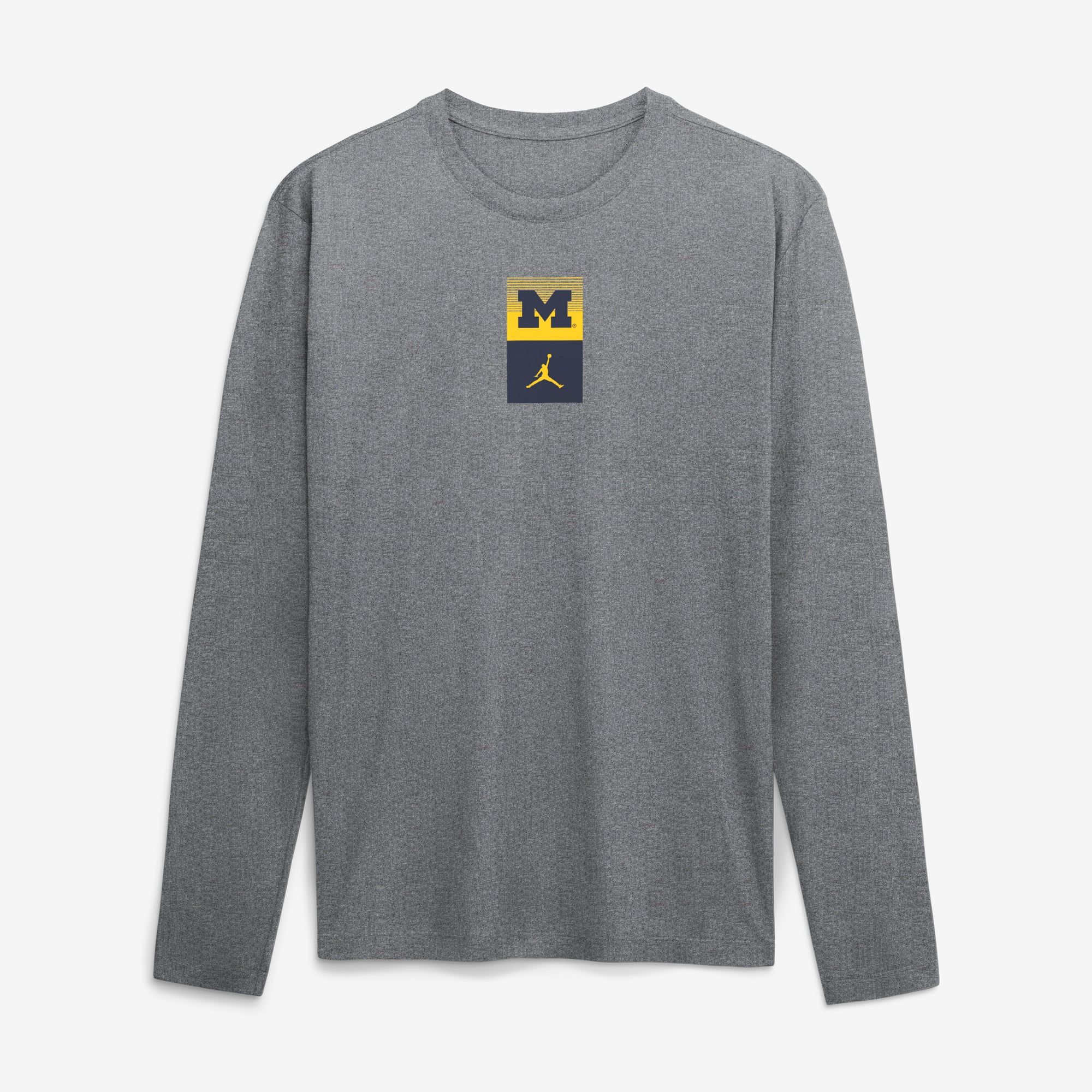 Men's Jordan Brand  Heather Gray Michigan Wolverines Double Stack Legend Dri-FIT Long Sleeve T-Shirt