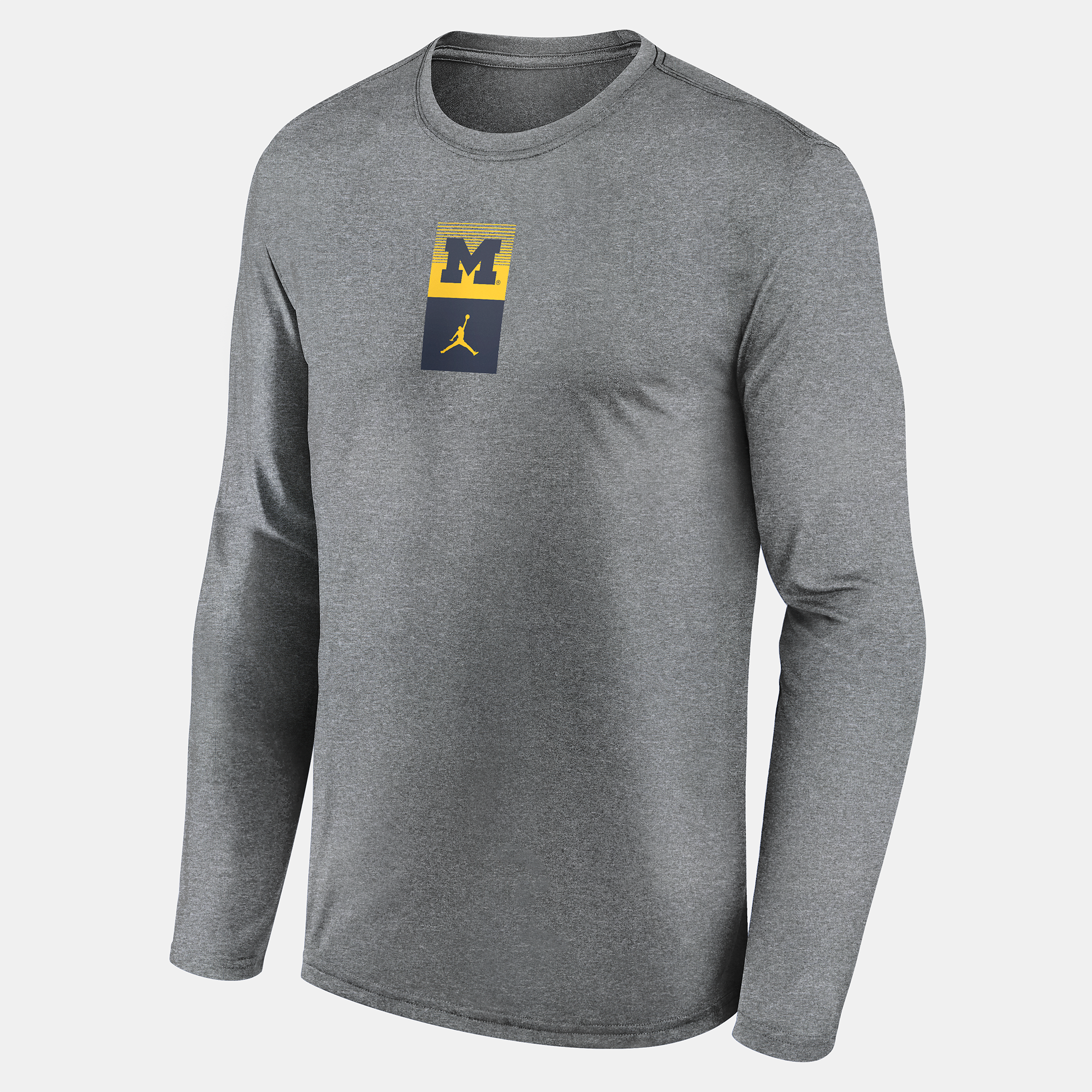 Men's Jordan Brand  Heather Gray Michigan Wolverines Double Stack Legend Dri-FIT Long Sleeve T-Shirt