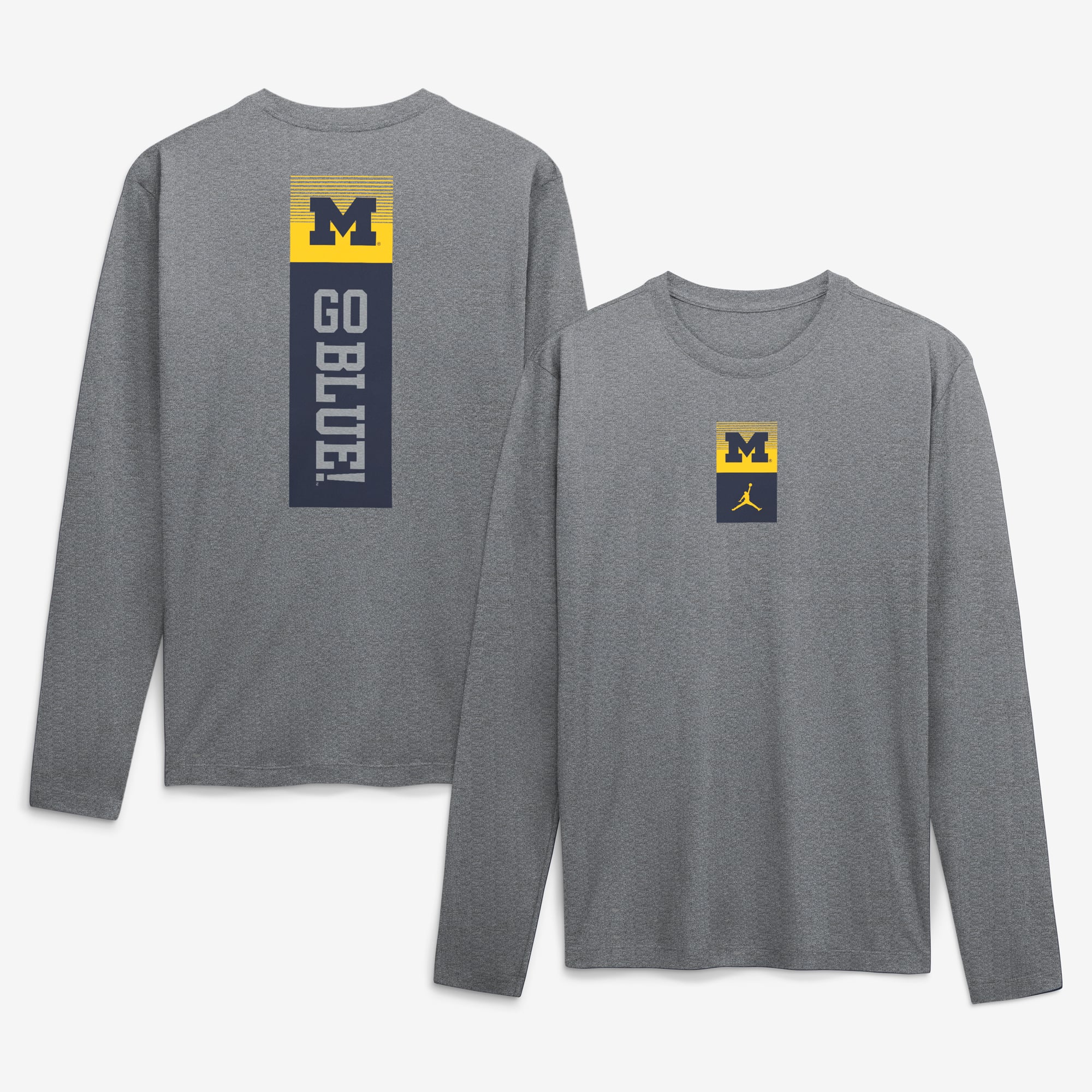 Men's Jordan Brand  Heather Gray Michigan Wolverines Double Stack Legend Dri-FIT Long Sleeve T-Shirt