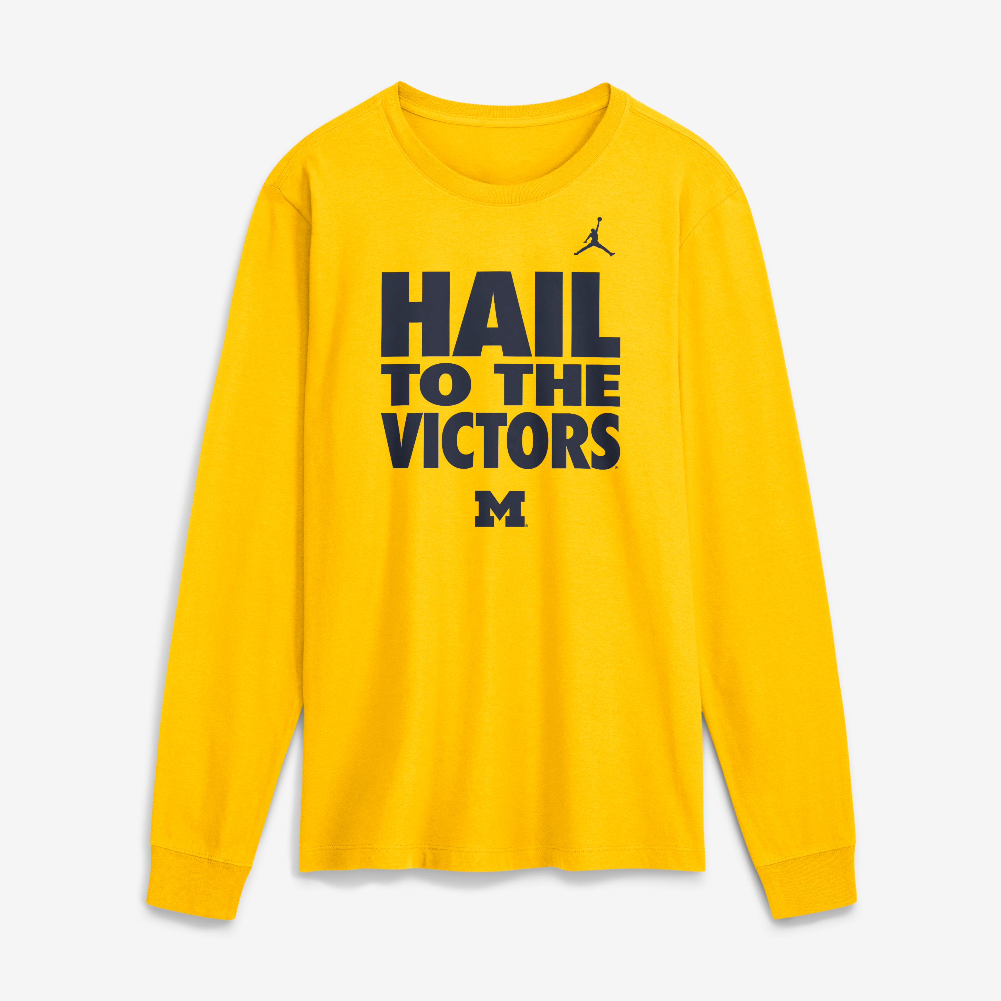 T-shirt à manches longues Jordan Brand Navy Michigan Wolverines 2026 Sideline Slogan Dri-FIT pour homme