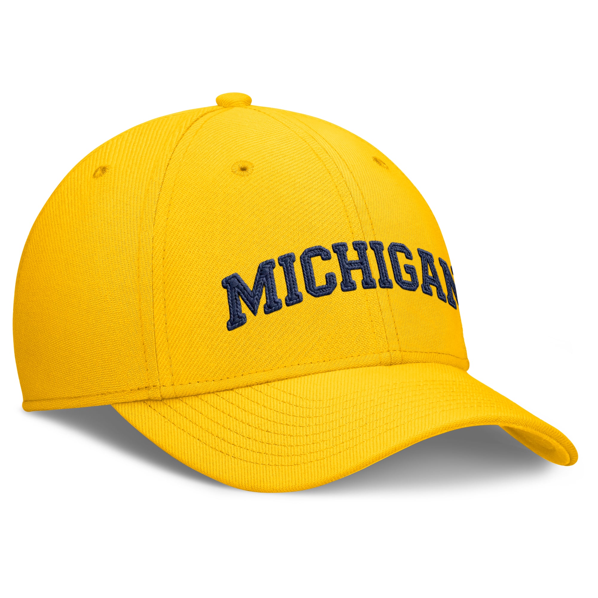 Men's Jordan Brand Maize Michigan Wolverines Letter Rise SwooshFlex Dri-FIT Hat