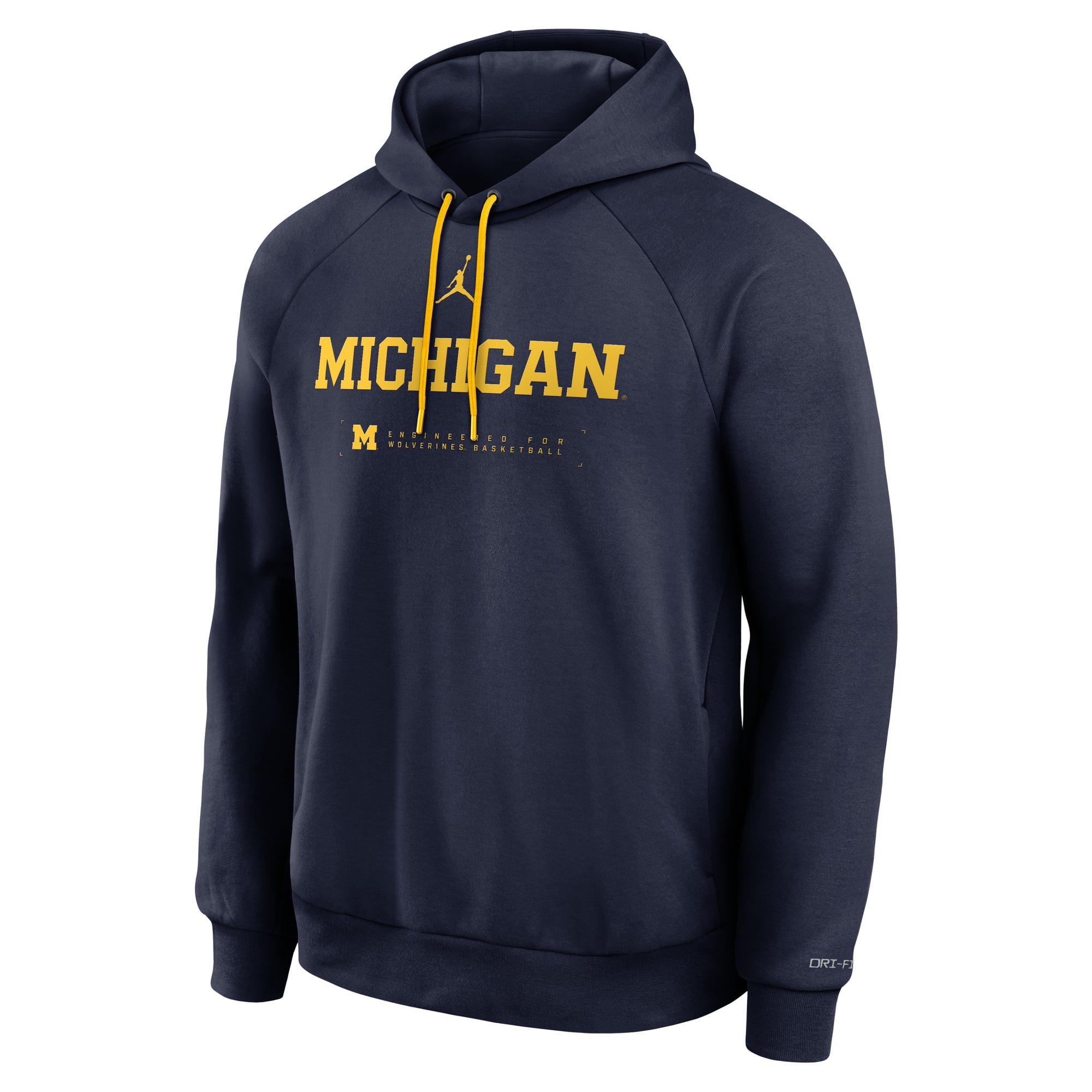 Men's Jordan Brand Navy Michigan Wolverines 2025 Courtside Basketball Practice Raglan Dri-FIT Hoodie