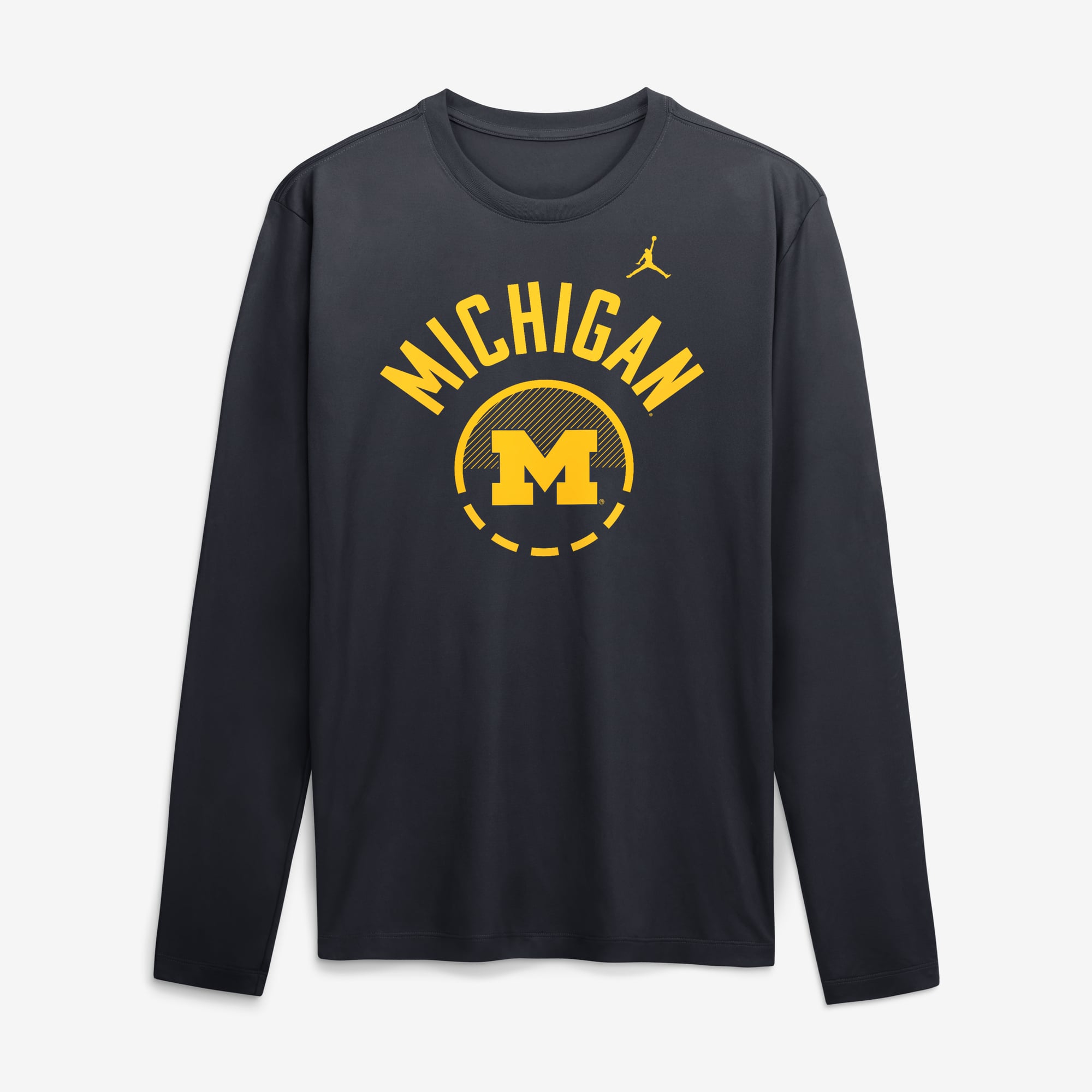 T-shirt à manches longues Jordan Brand Navy Michigan Wolverines 2026 Courtside Basketball Shootaround Legend Dri-FIT pour homme