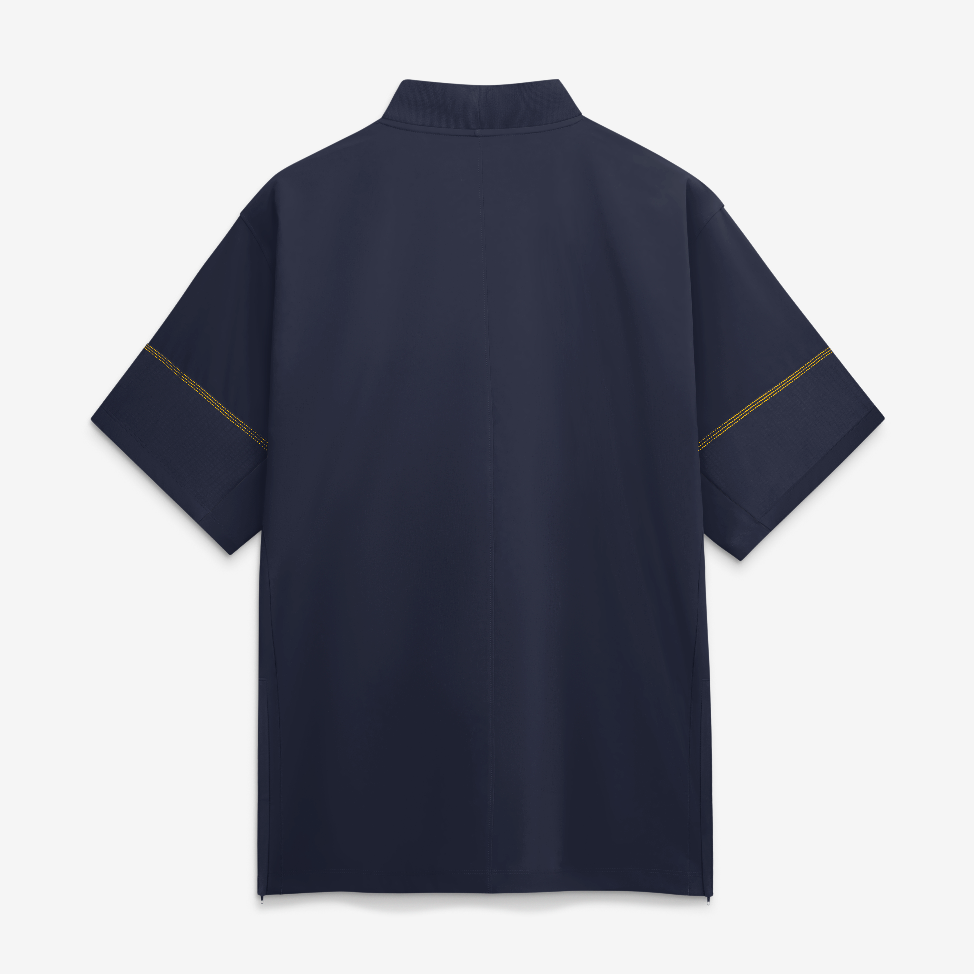 Veste d'entraîneur Jordan Brand bleu marine Michigan Wolverines 2026 Sideline à manches courtes et fermeture éclair au quart pour homme
