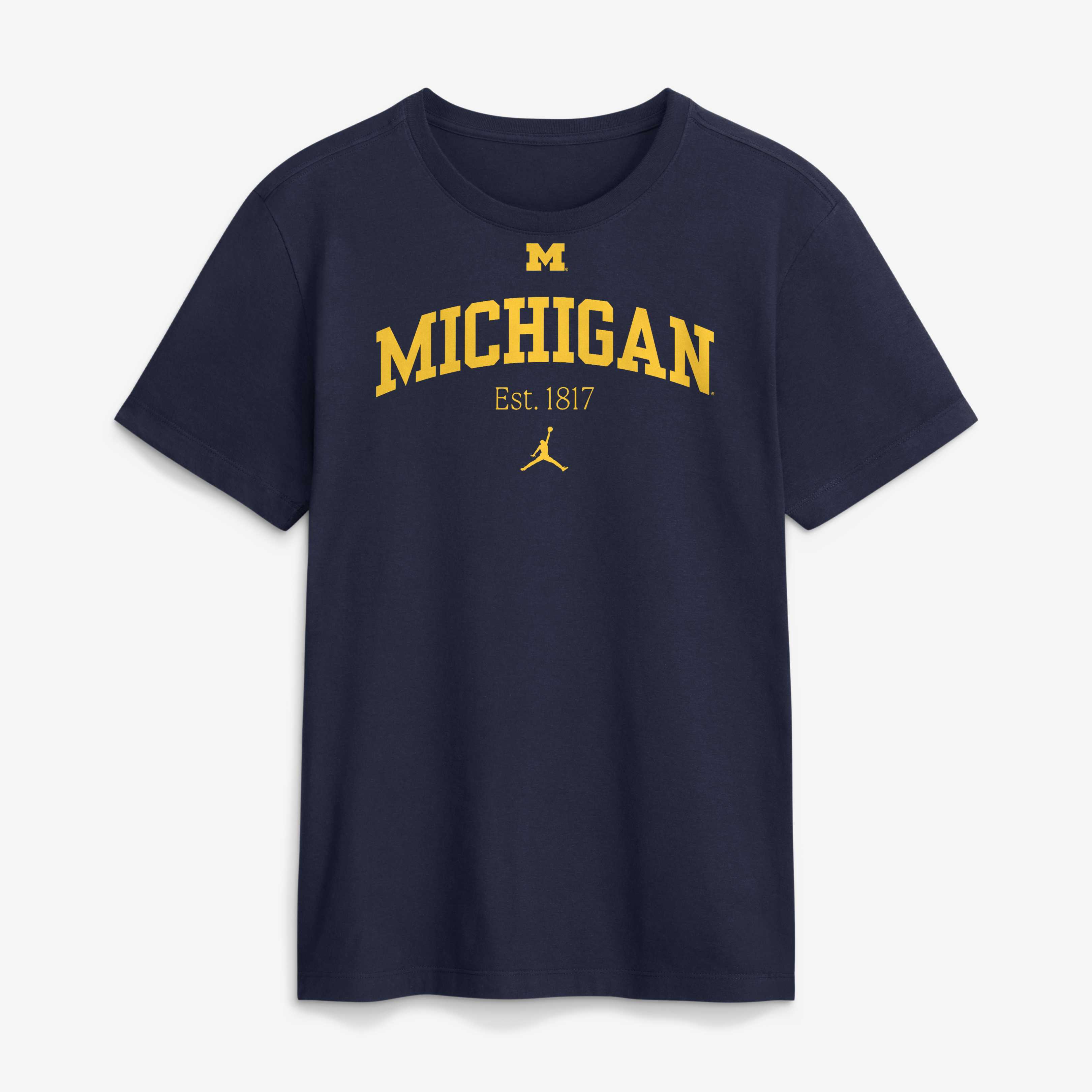 T-shirt Jordan Brand bleu marine Michigan Wolverines Academic Arch pour homme