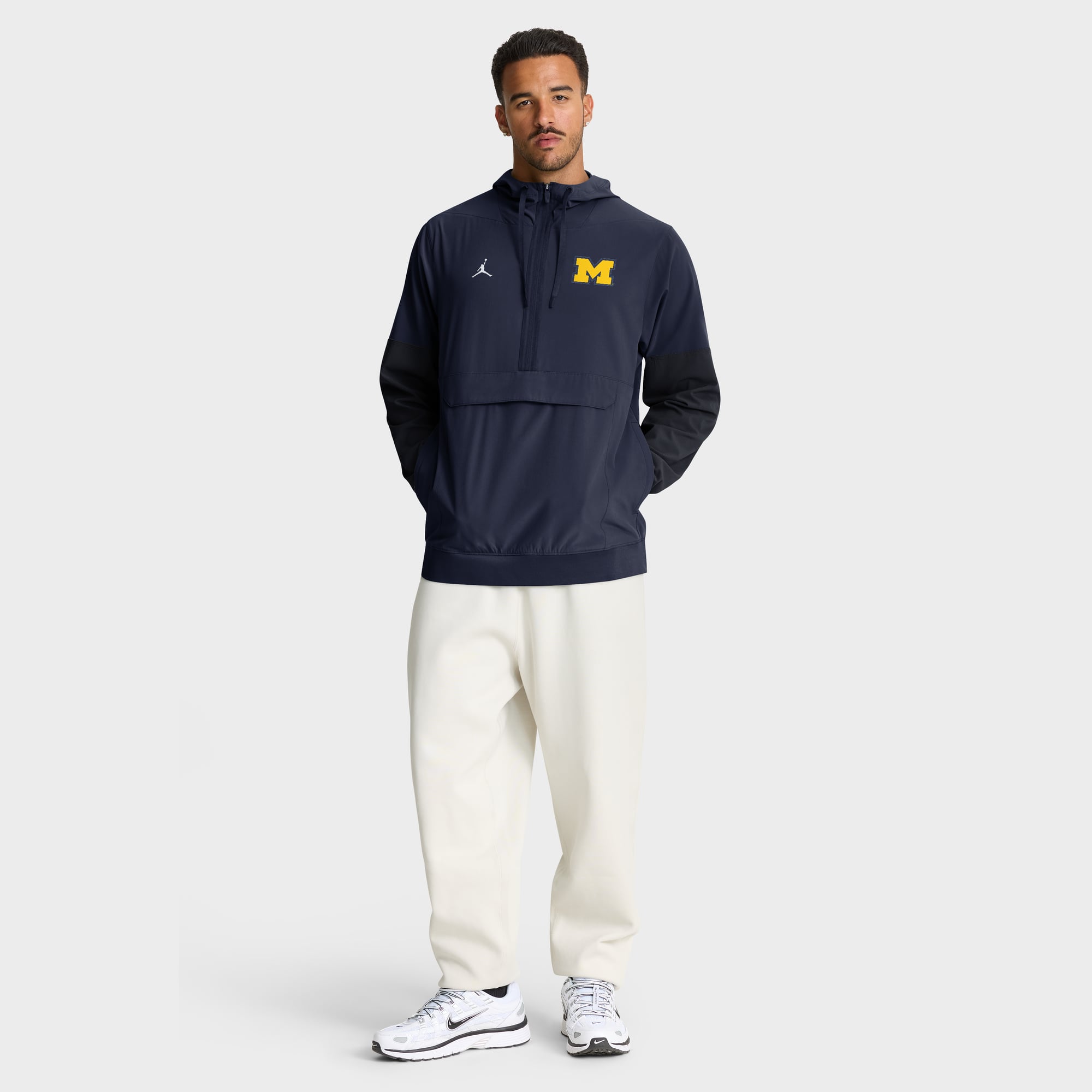 Veste anorak à demi-zip et capuche Jordan Brand bleu marine Michigan Wolverines pour homme