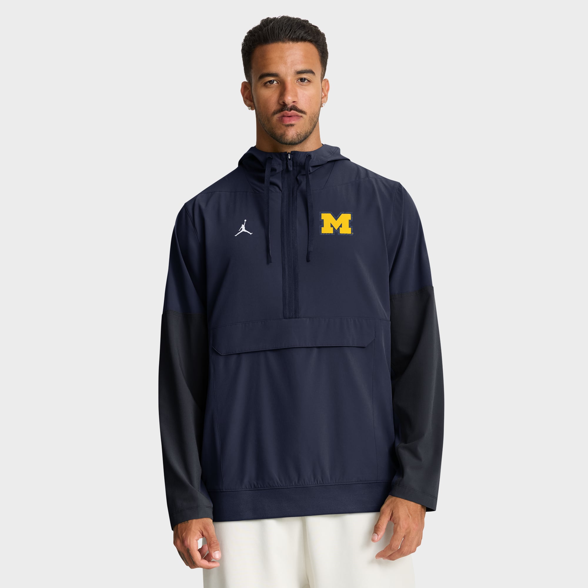 Men's Jordan Brand Navy Michigan Wolverines Anorak Half-Zip Hooded Jacket