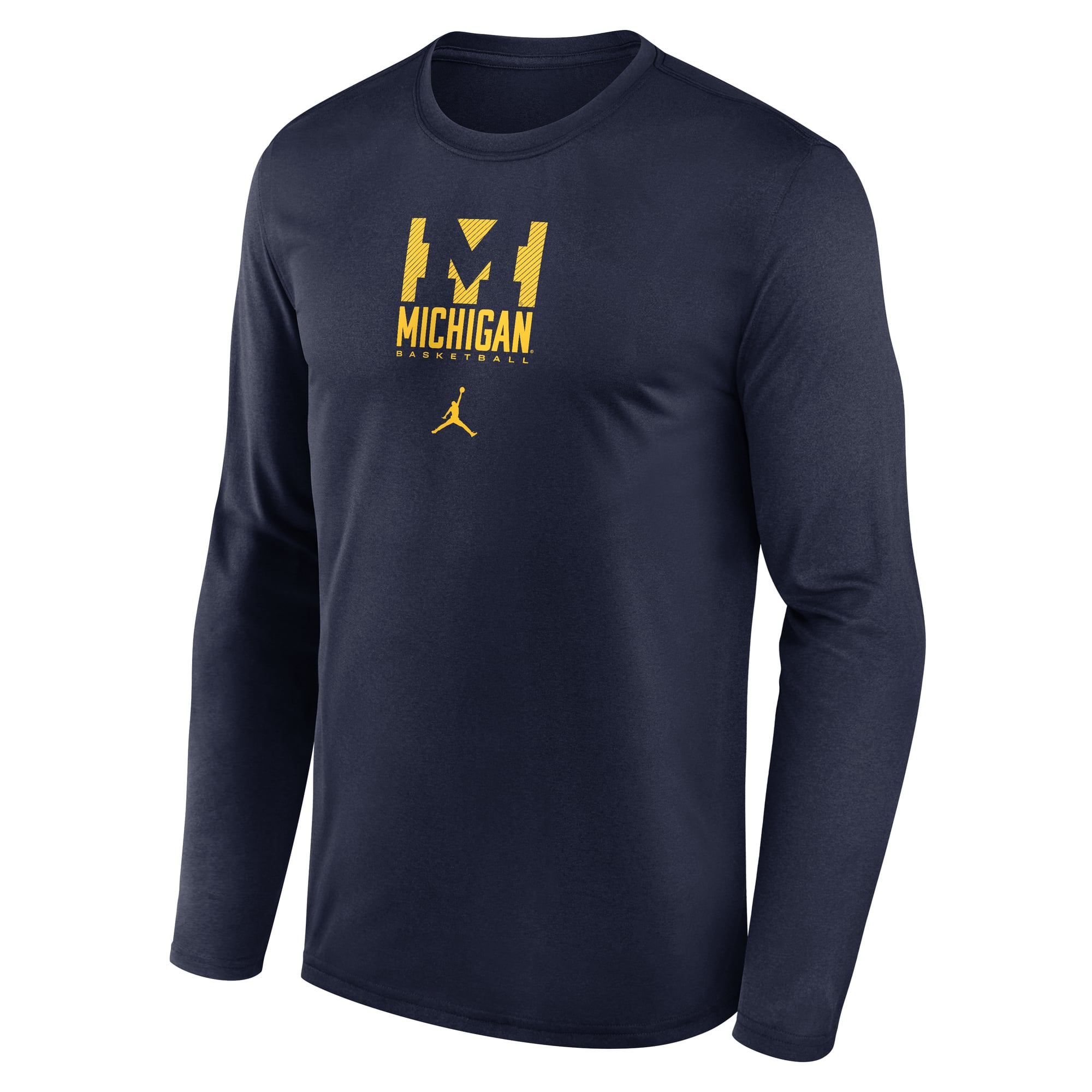 T-shirt à manches longues Jordan Brand Navy Michigan Wolverines Courtside Legend Dri-FIT pour homme