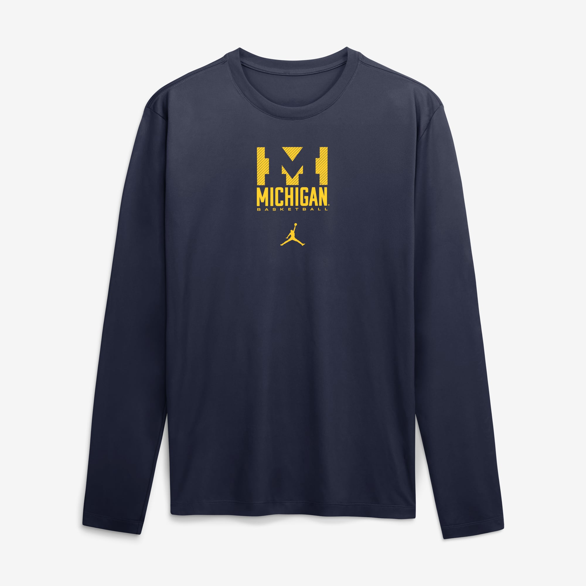 T-shirt à manches longues Jordan Brand Navy Michigan Wolverines Courtside Legend Dri-FIT pour homme
