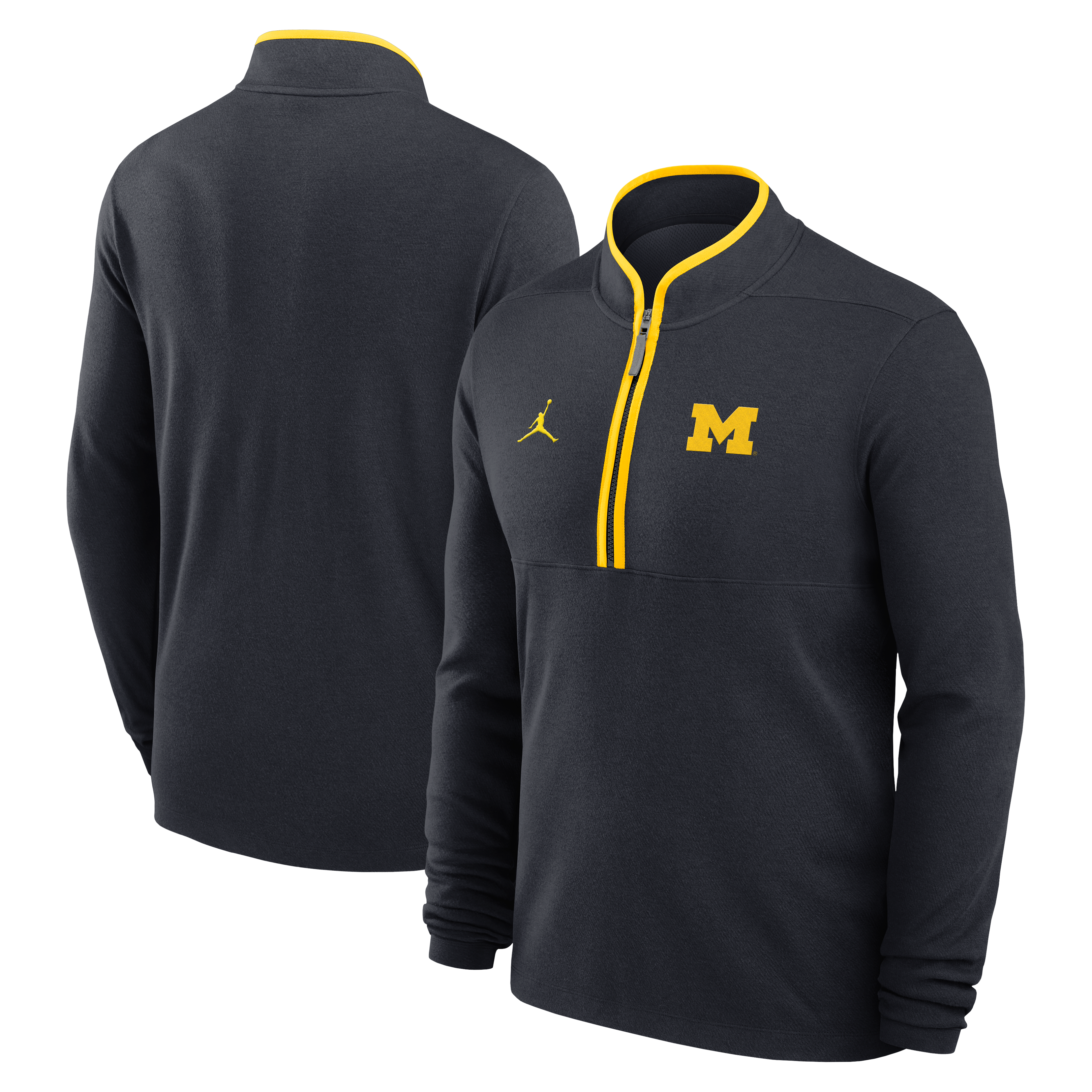 Pull à demi-zip Jordan Brand bleu marine Michigan Wolverines Courtside Victory Dri-FIT pour homme