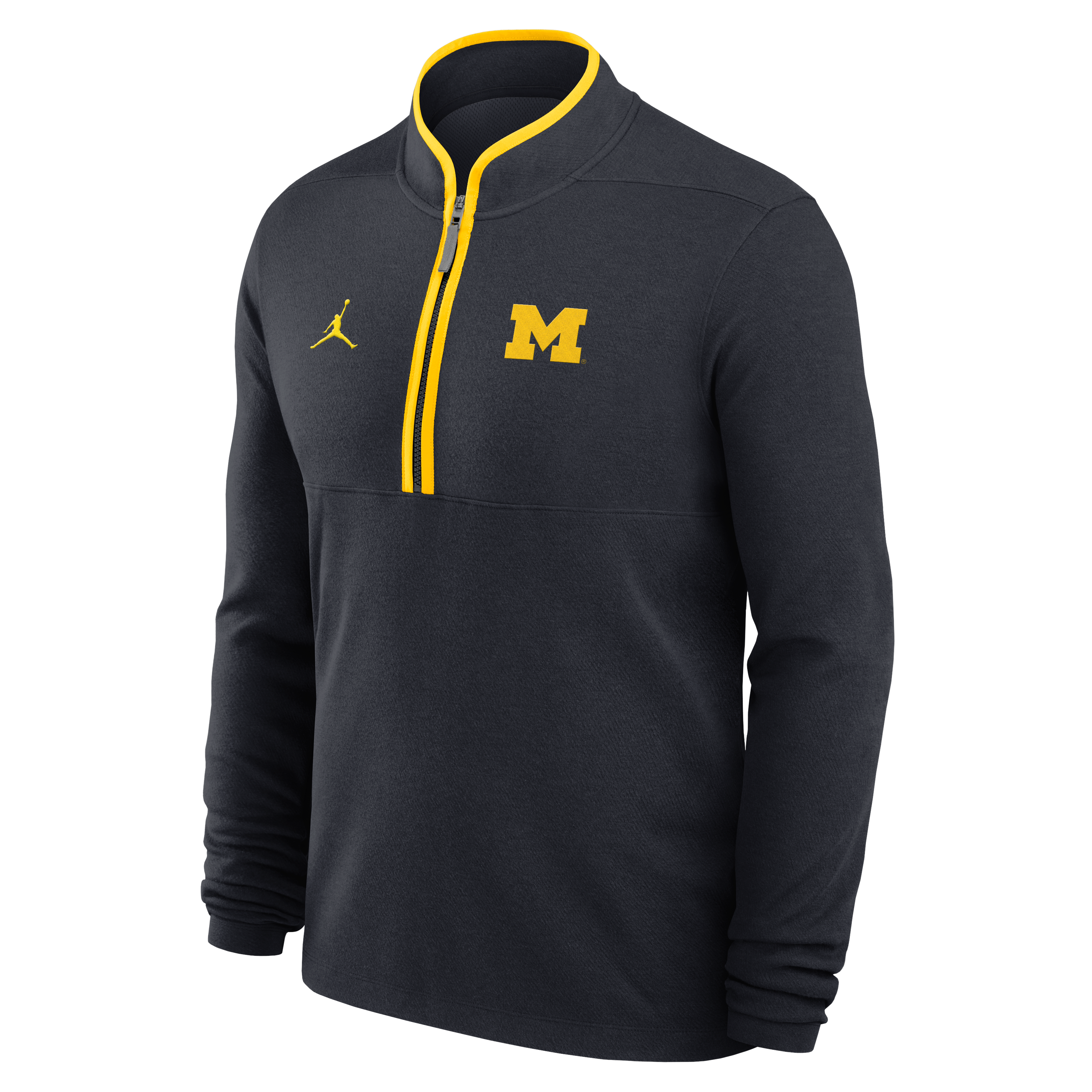 Pull à demi-zip Jordan Brand bleu marine Michigan Wolverines Courtside Victory Dri-FIT pour homme