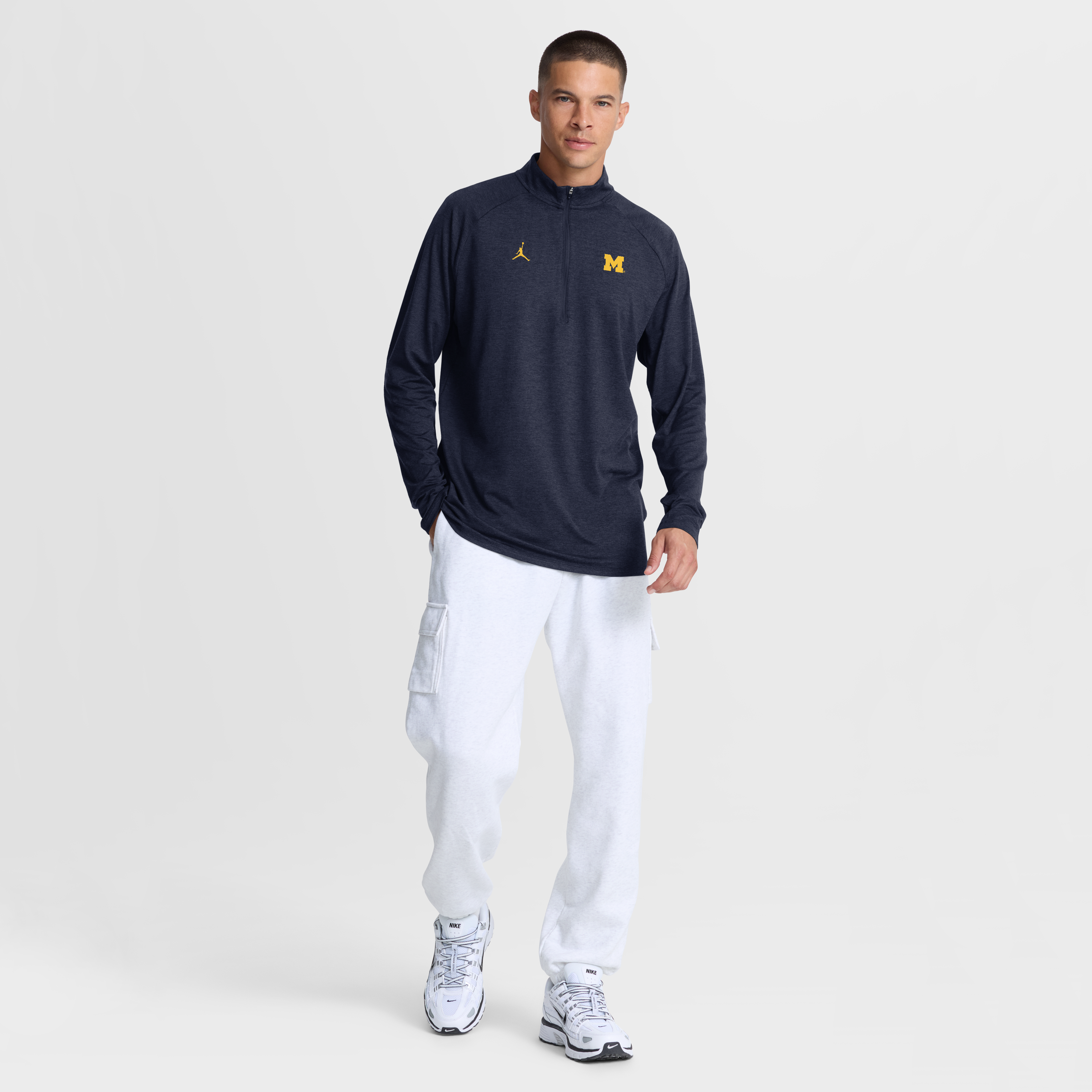 Men's Jordan Brand Navy Michigan Wolverines Dri-FIT Stride Half-Zip Running Top