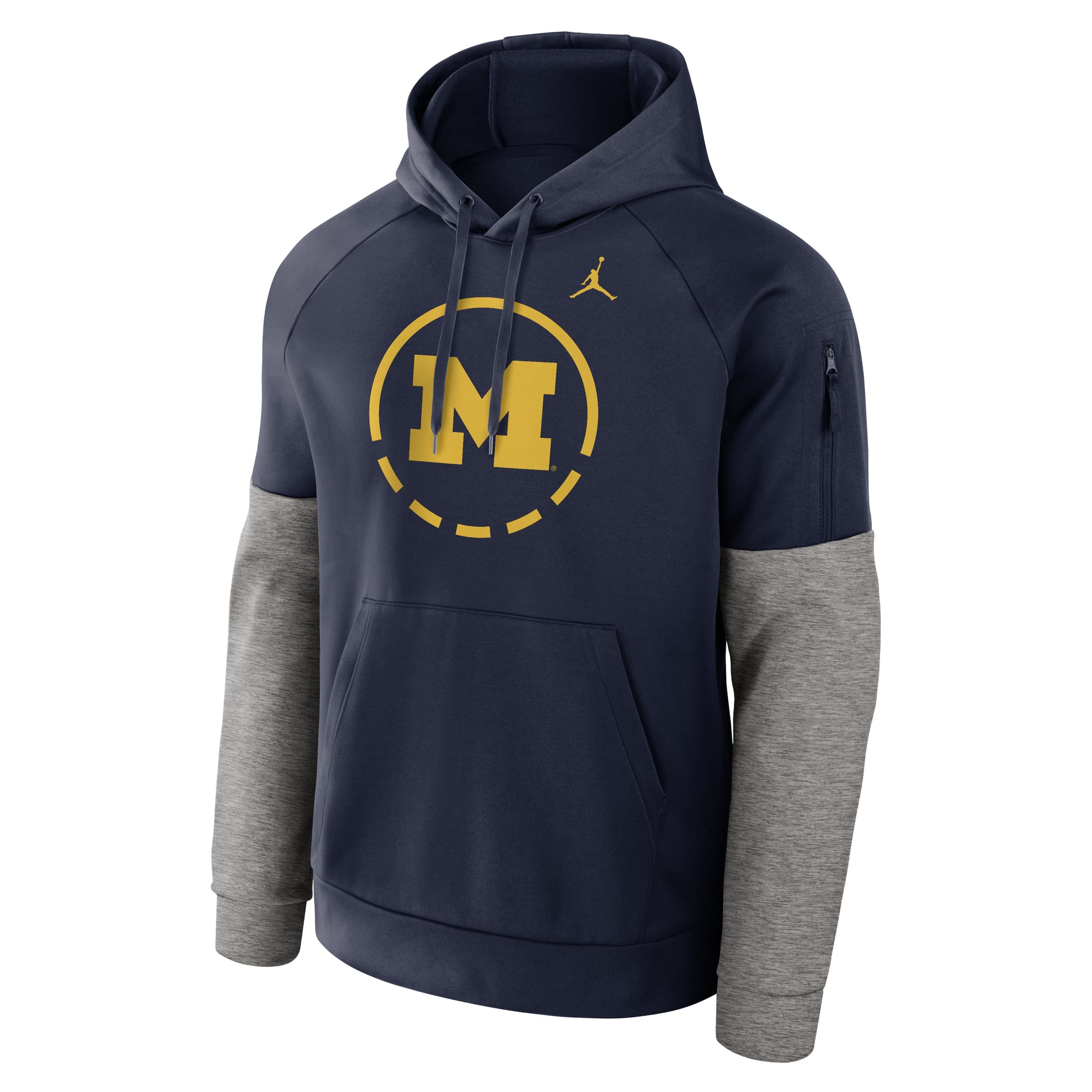 Sweat à capuche raglan en polaire Therma-FIT pour homme, bleu marine, Michigan Wolverines Primetime Basketball de Jordan Brand.