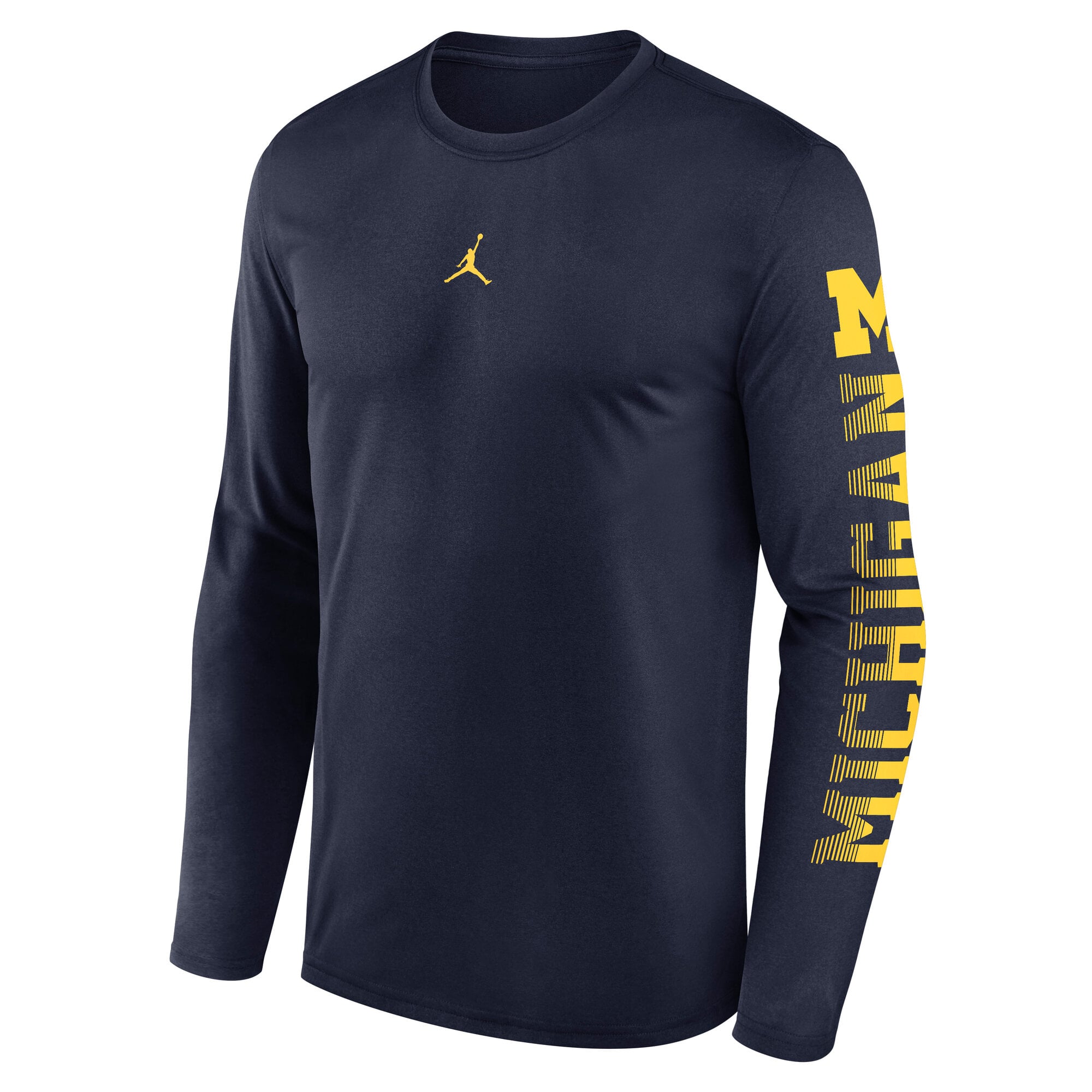 Men's Jordan Brand Navy Michigan Wolverines Primetime Logo Sleeve Legend Dri-FIT Long T-Shirt