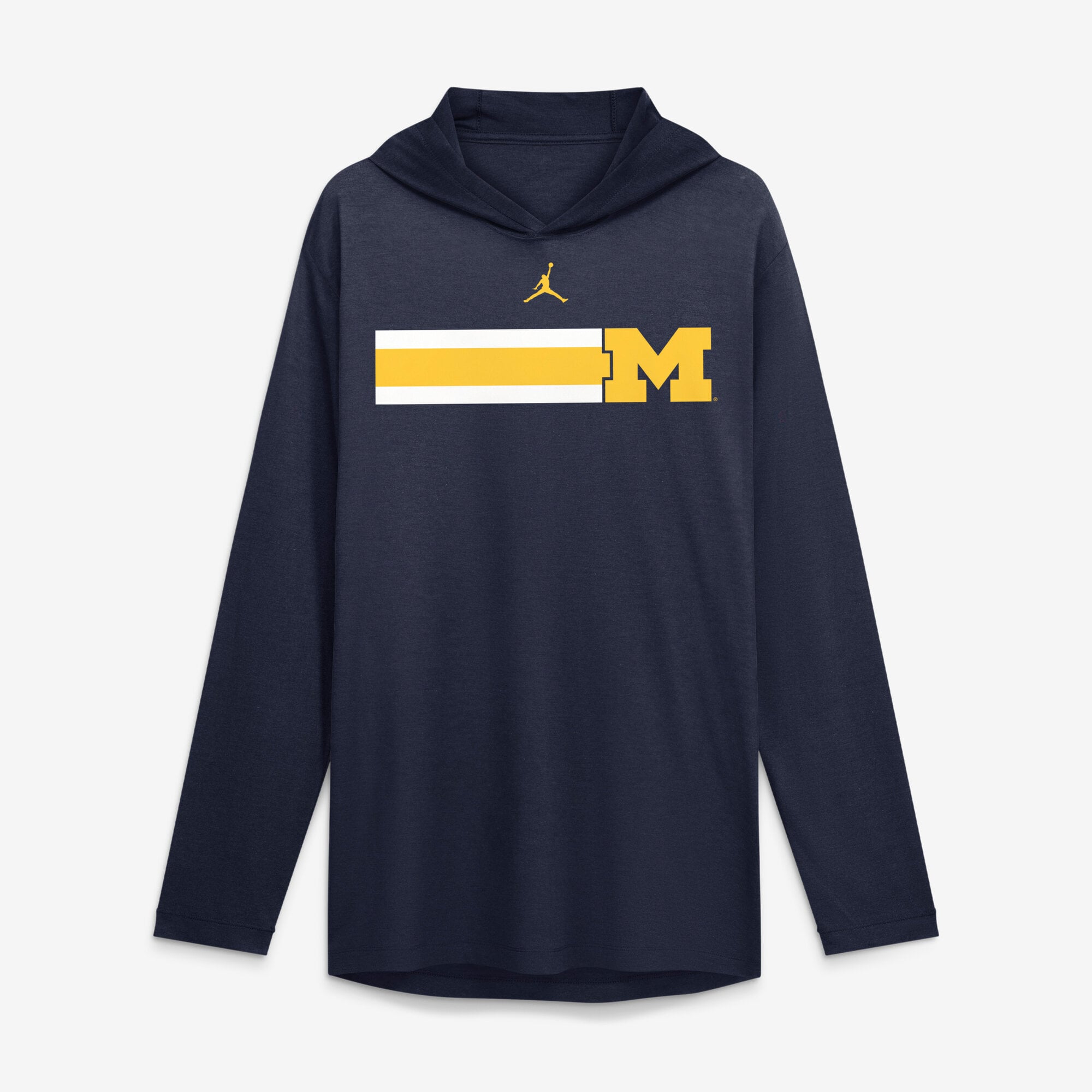 Men's Jordan Brand Navy Michigan Wolverines Primetime Pattern Tri-Blend Dri-FIT Long Sleeve Hooded T-Shirt
