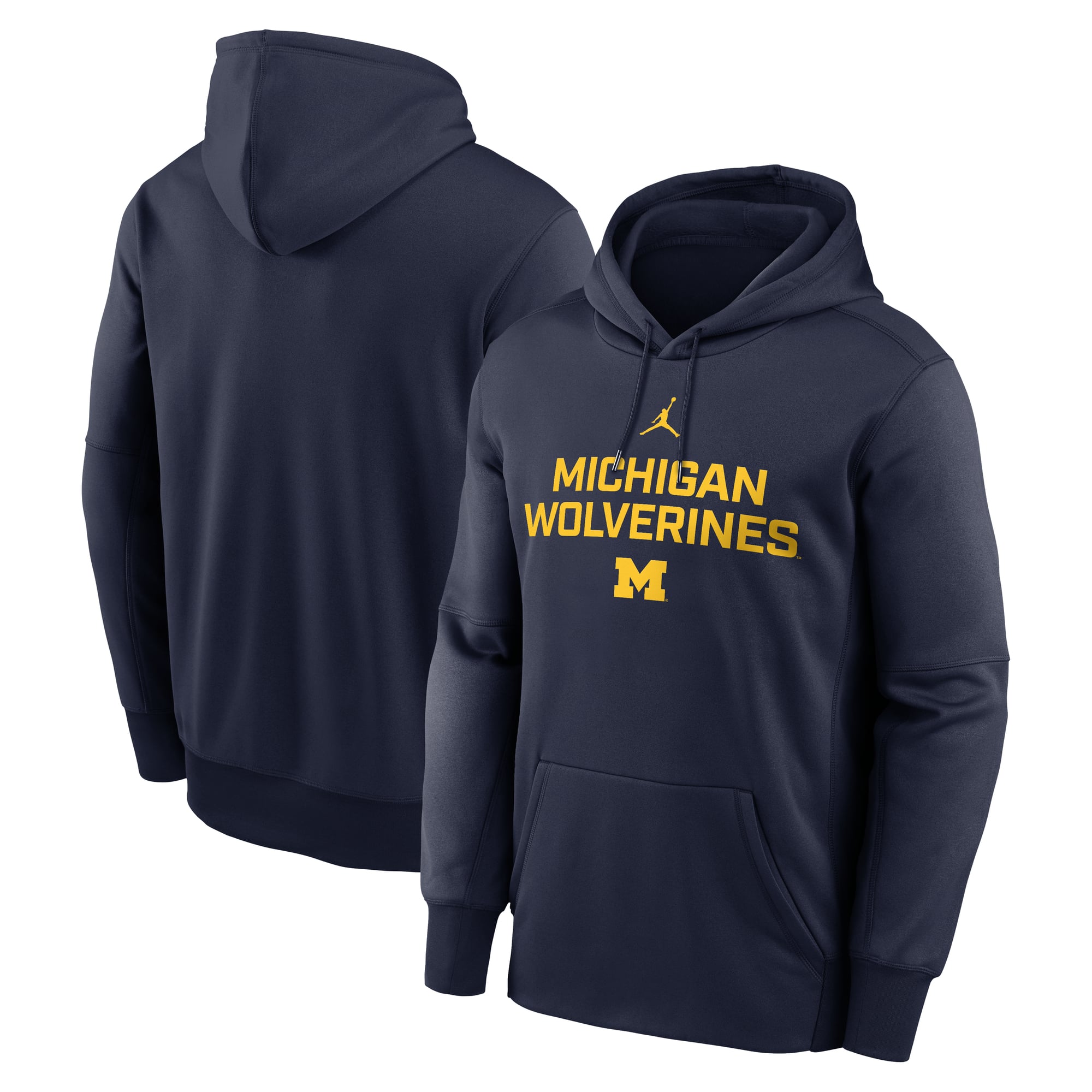 Sweat à capuche Jordan Brand bleu marine Michigan Wolverines Team Stacked Performance pour homme