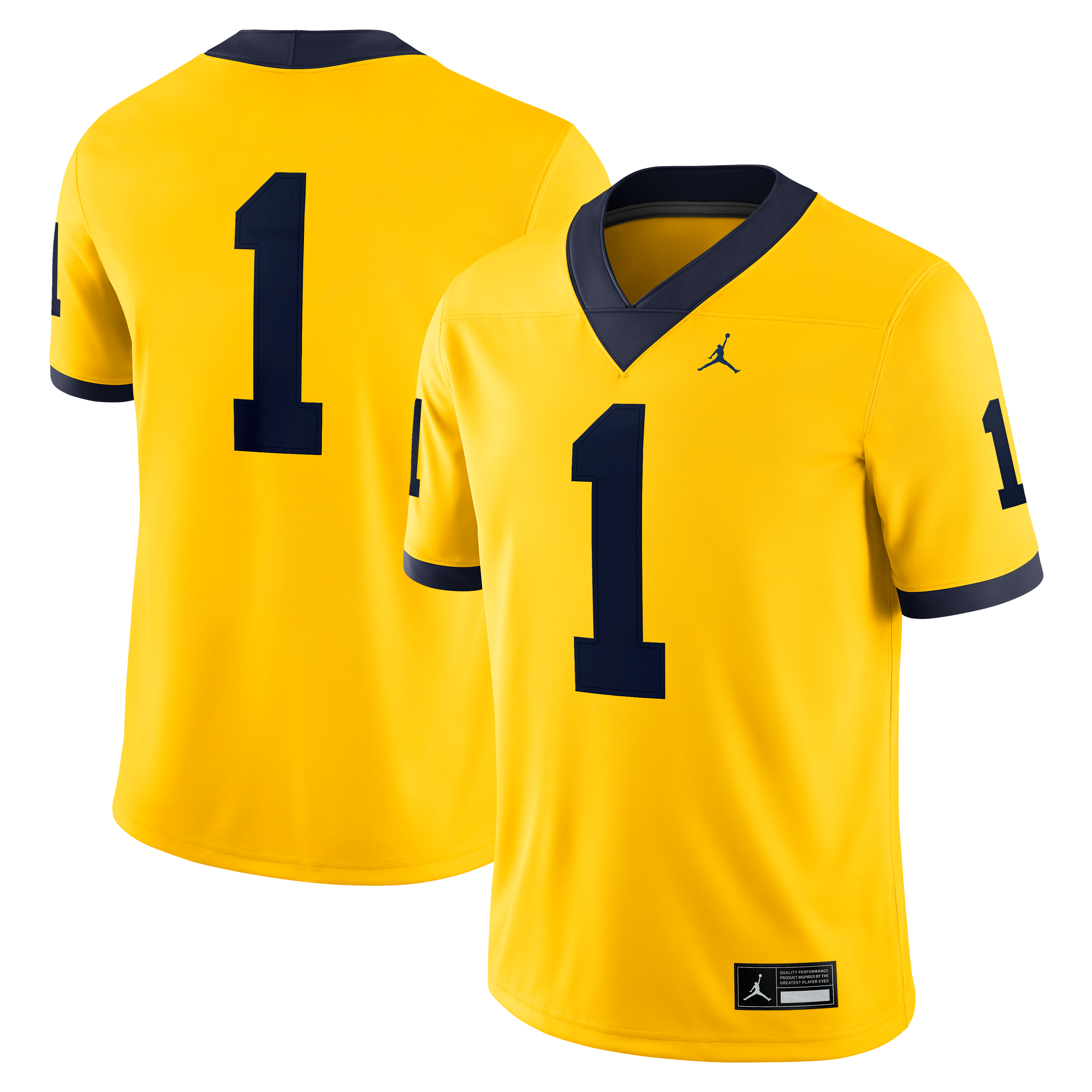 Maillot de football américain alternatif Jordan Brand n° 1 Maize Michigan Wolverines pour homme