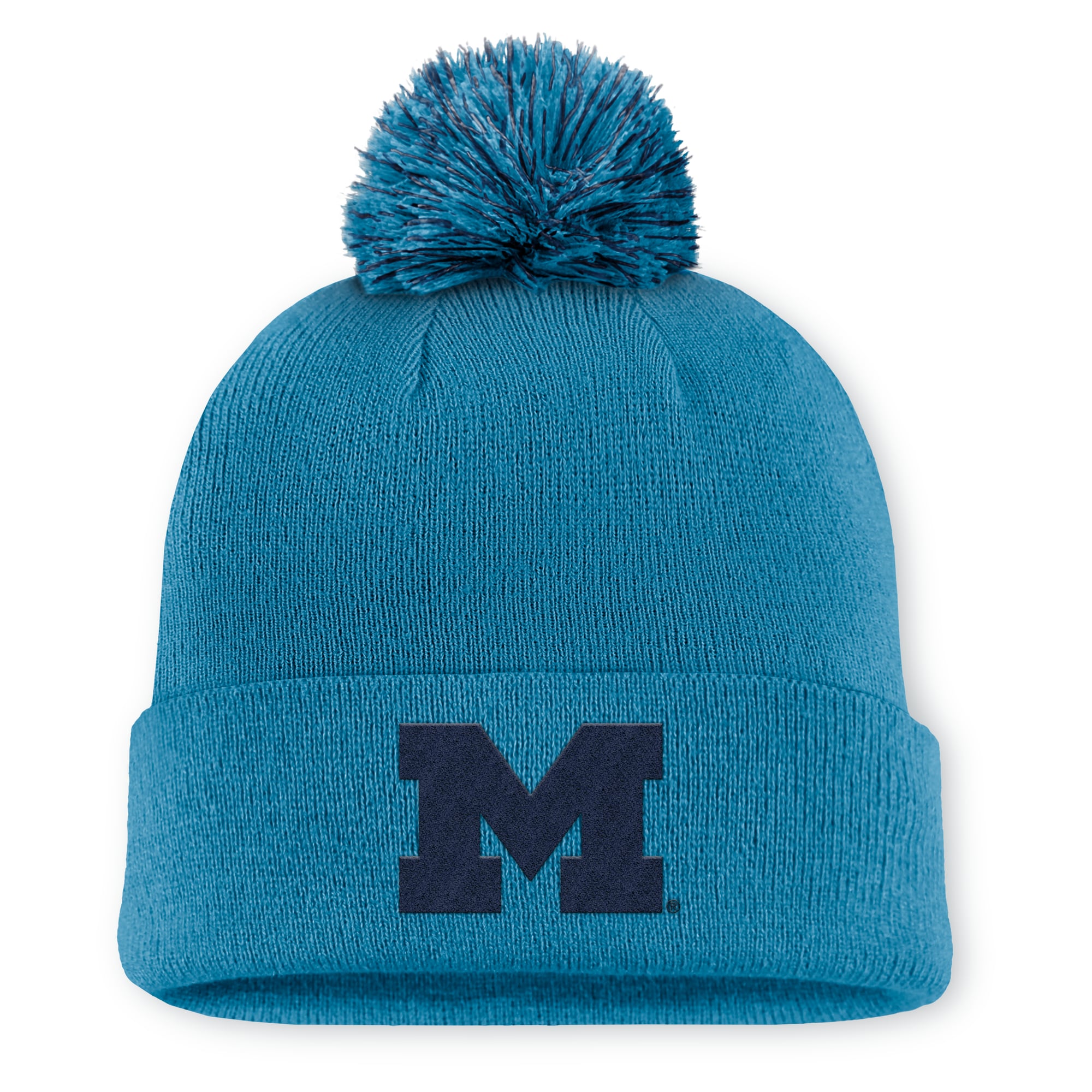 Bonnet en tricot à revers et pompon pour homme Jordan Brand Turquoise Michigan Wolverines Primetime Peak Campus