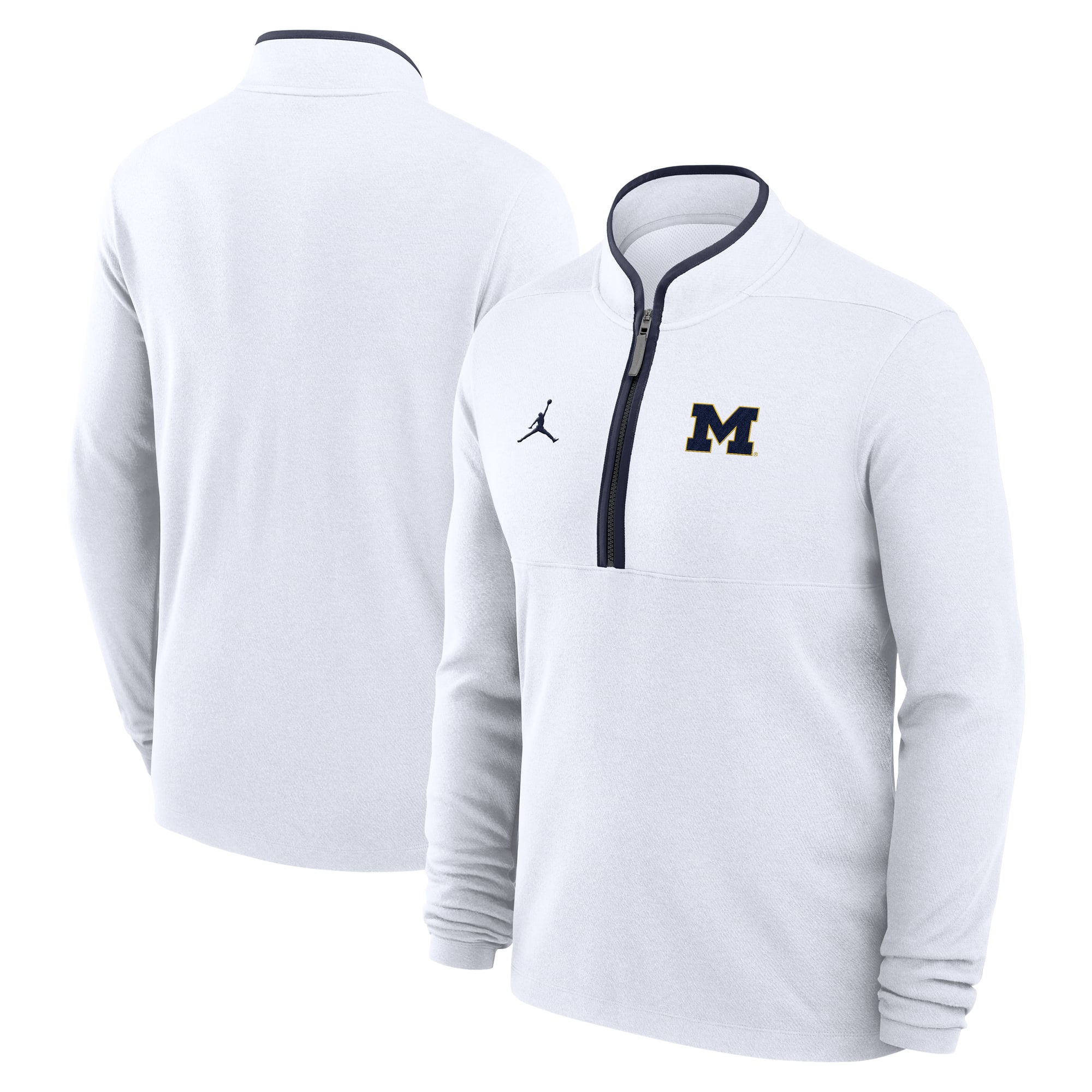 Men's Jordan Brand White Michigan Wolverines Courtside Victory Dri-FIT Half-Zip Pullover