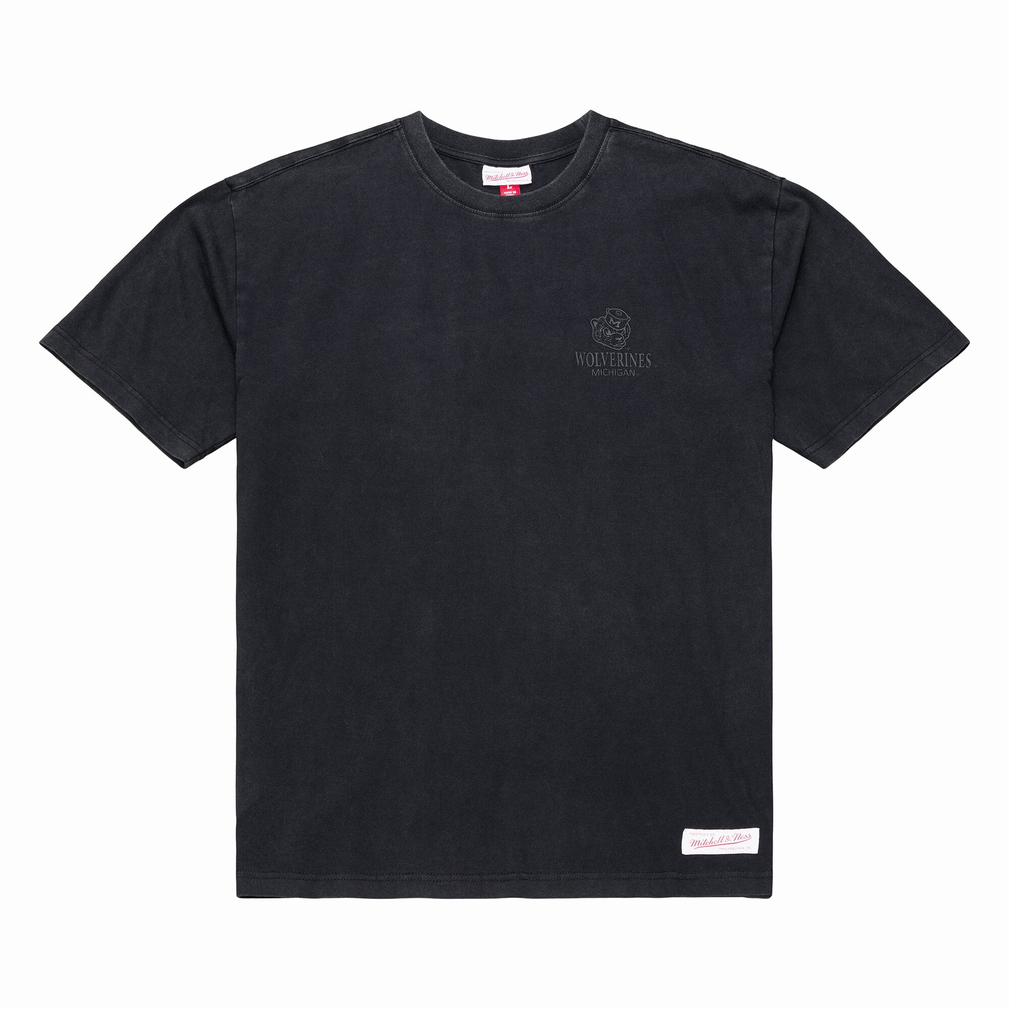 Men's Mitchell & Ness  Black Michigan Wolverines Monochrome Icon T-Shirt